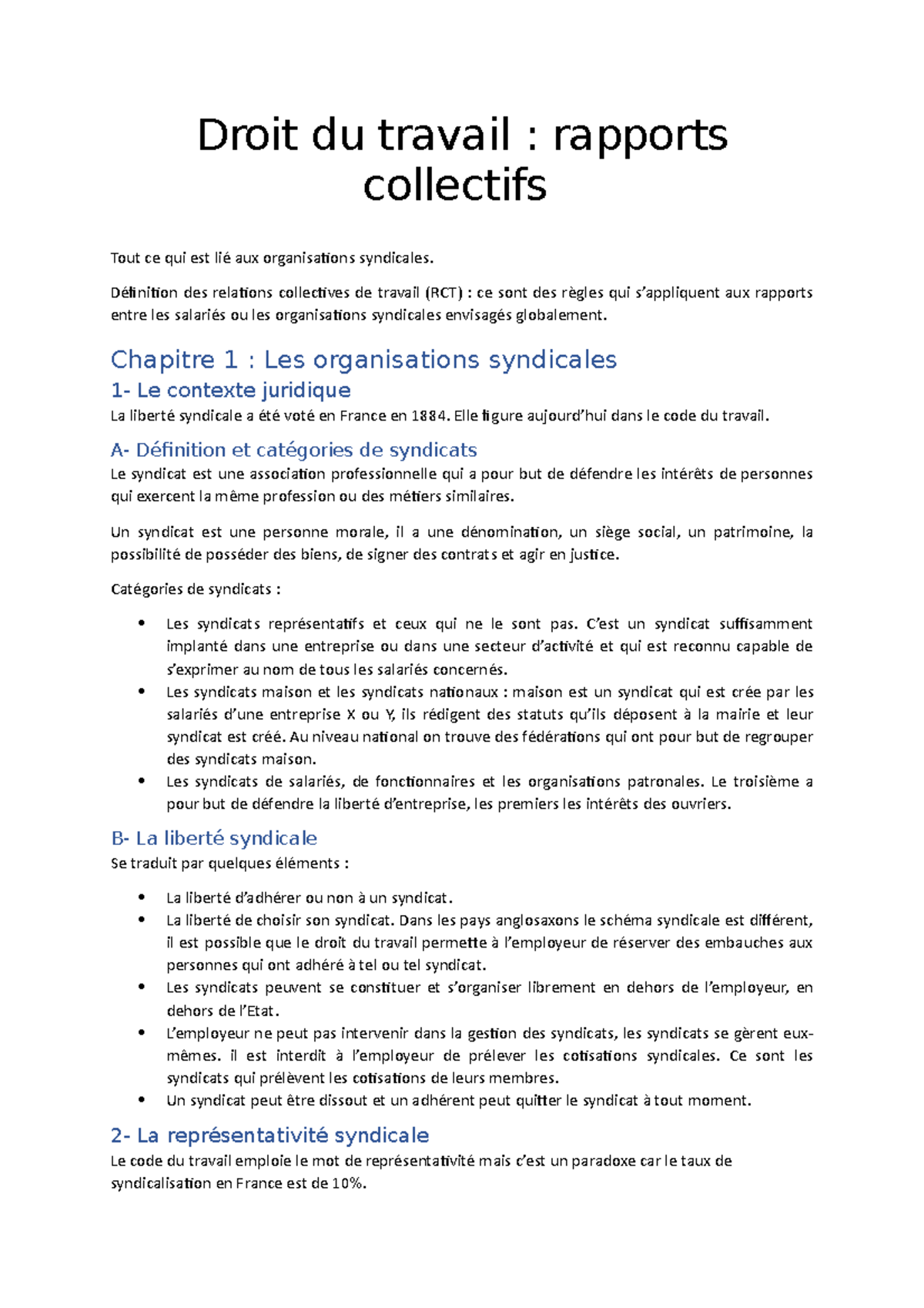 Droit tu travail - rapports collectifs - Droit du travail : rapports ...
