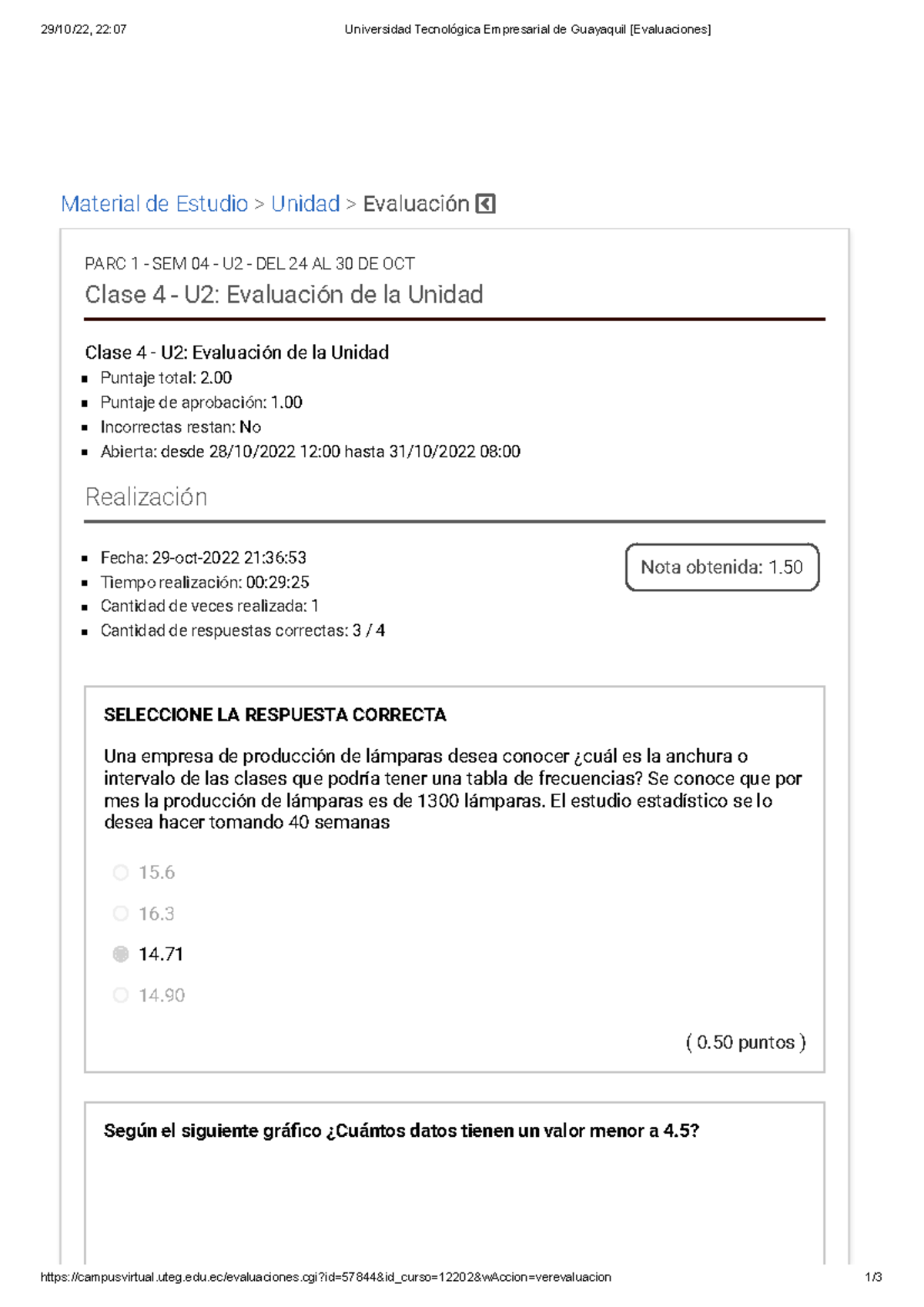 Estadistica evaluación - 29/10/22, 22:07 Universidad Tecnológica ...