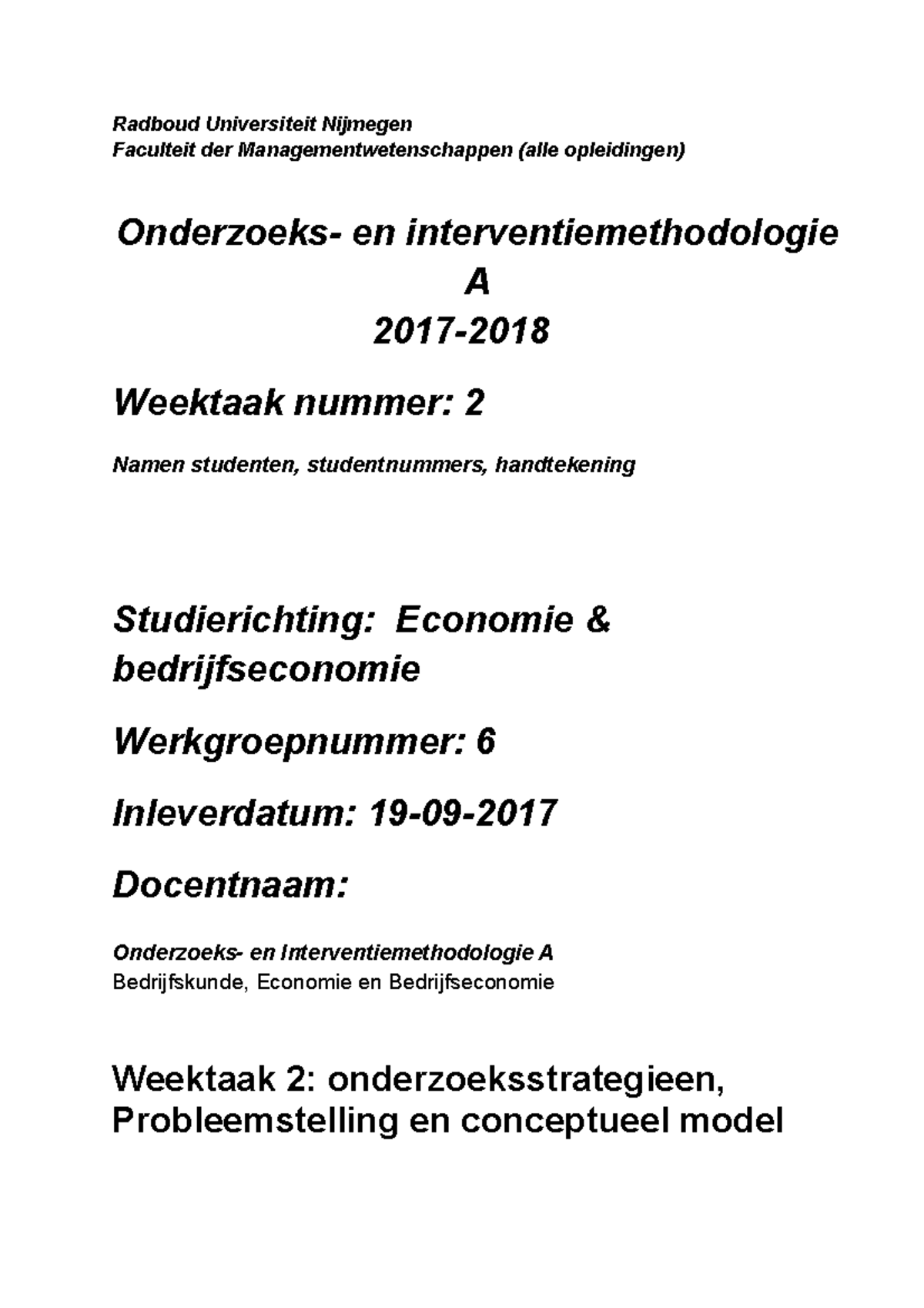 Onderzoeks- En Interventiemethodologie A - Radboud Universiteit ...