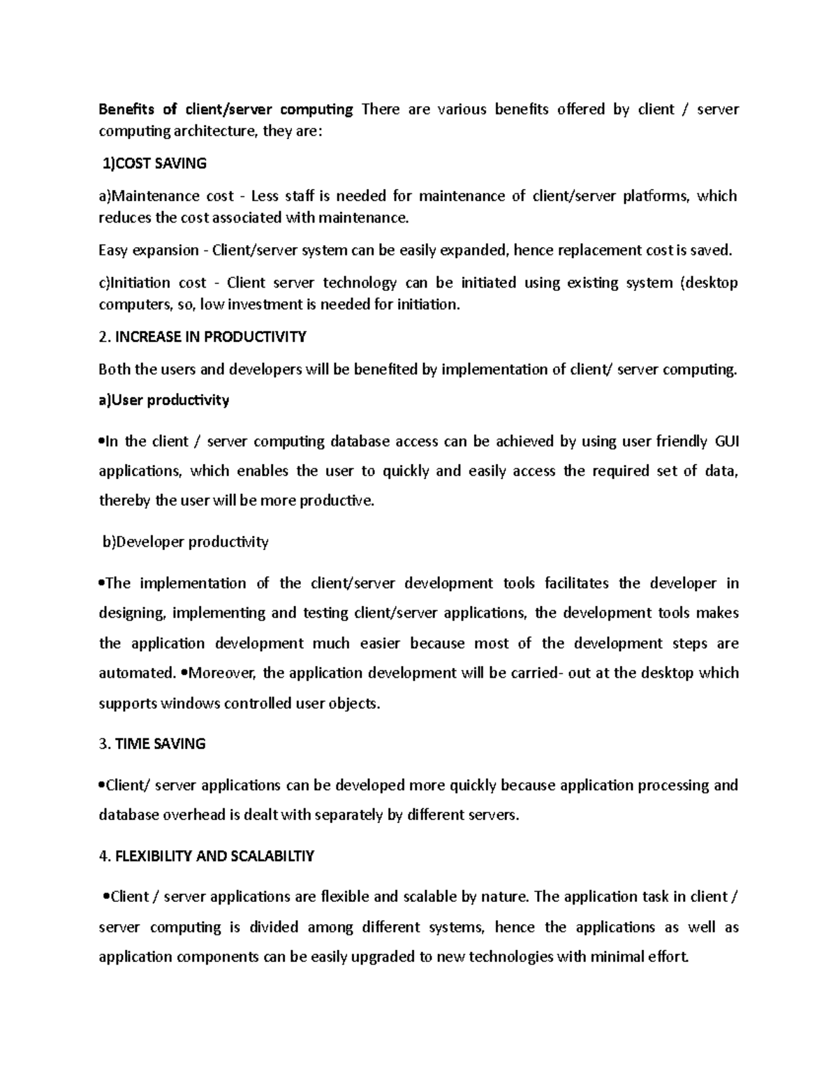 Benefits of client sever systems - Benefits of client/server computing ...