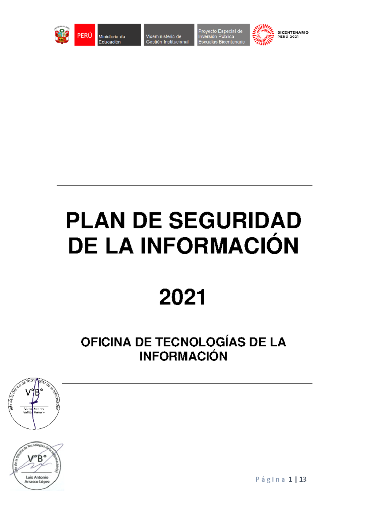 PLAN DE Seguridad DE LA Informacion - PLAN DE SEGURIDAD DE LA ...