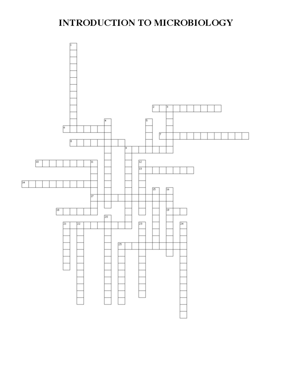 Crossword INTRODUCTION TO MICROBIOLOGY ACROSS Studocu