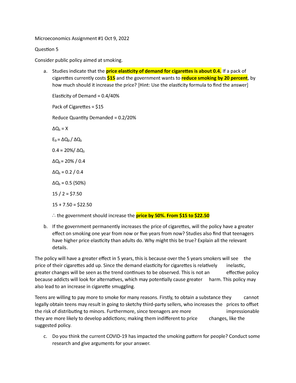 microeconomics assignment 2