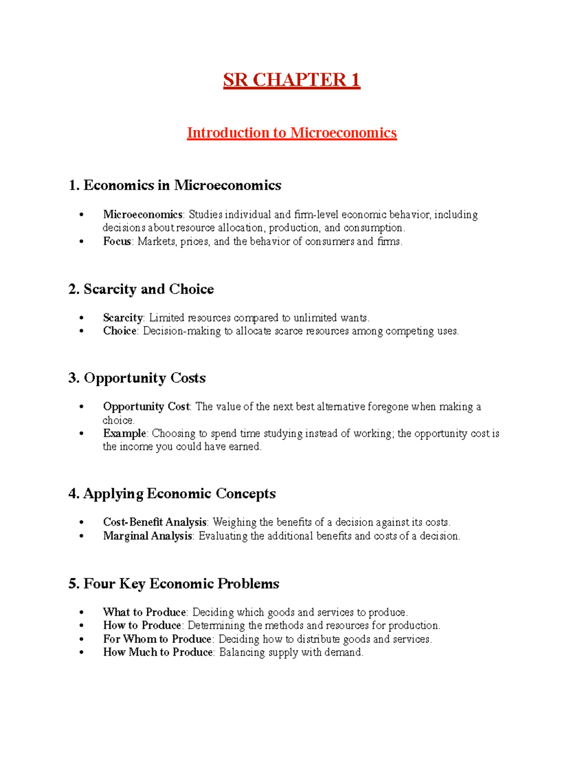 SR Chapter 1-Intro - SR CHAPTER 1 Introduction to Microeconomics 1 ...