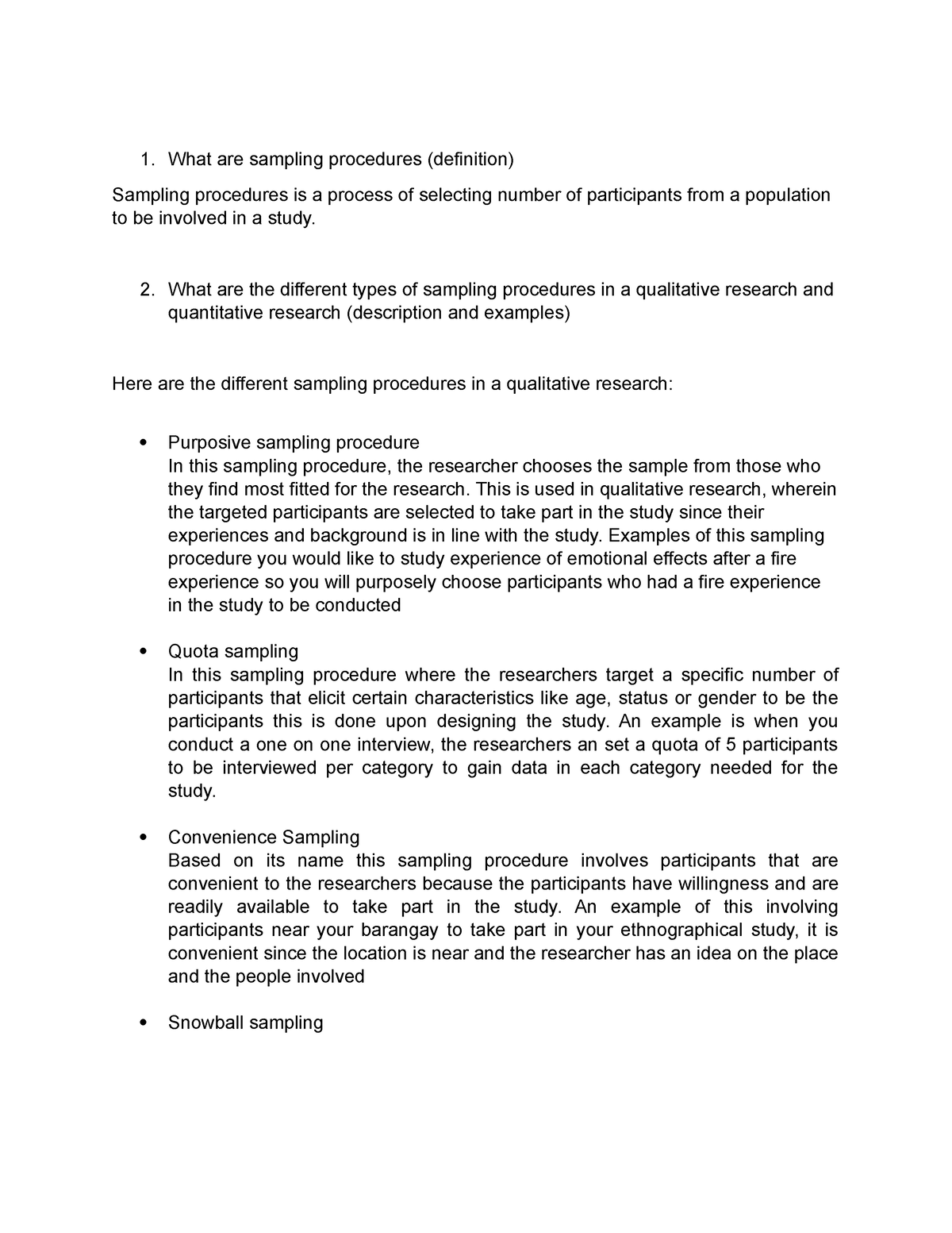 Fields Study Notes - What Are Sampling Procedures (definition) Sampling 