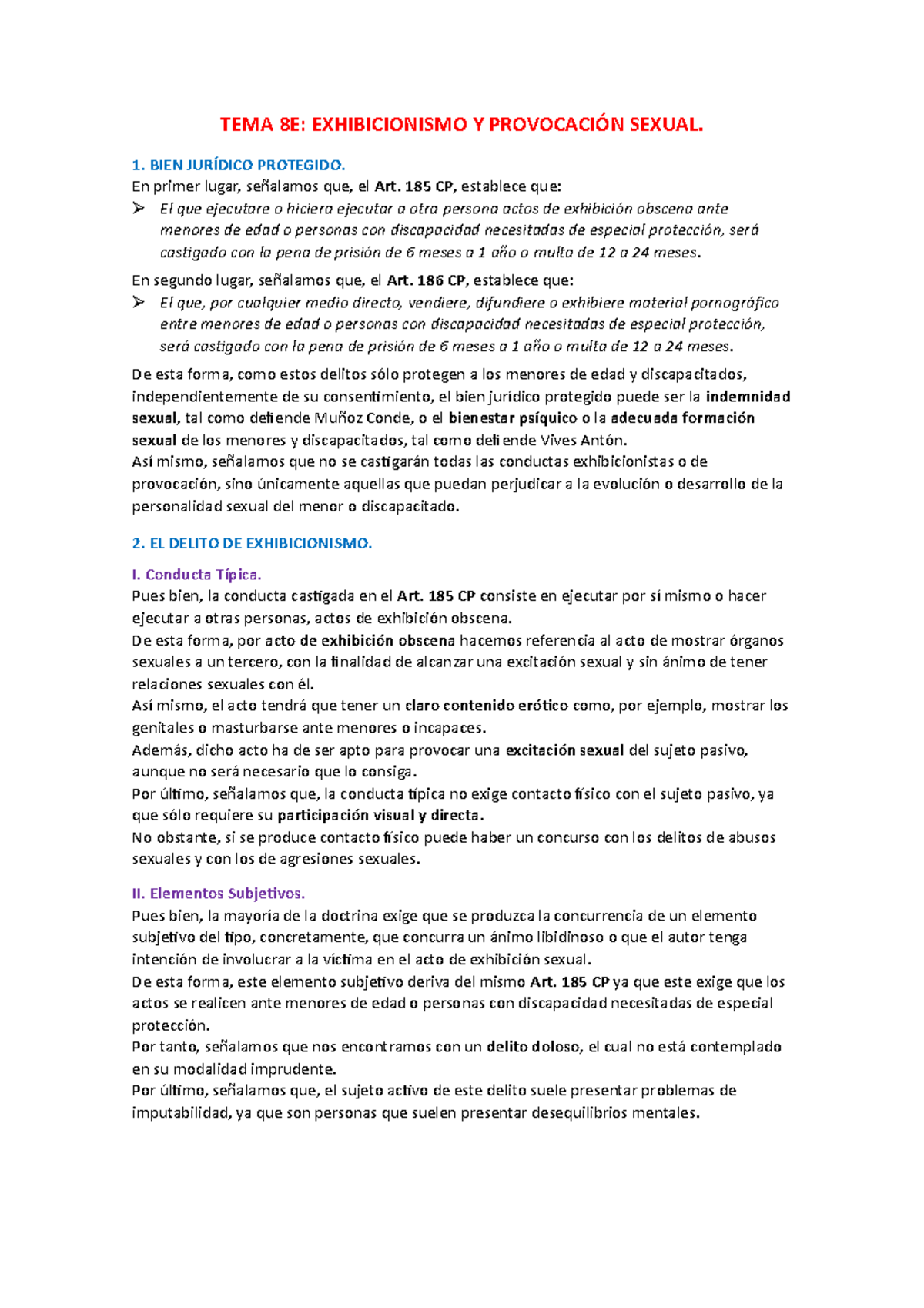 Tema 8 Delitos Contra La Libertad E Indemnidad Sexual E Exhibicionismo Y Provocación Sexual 1873