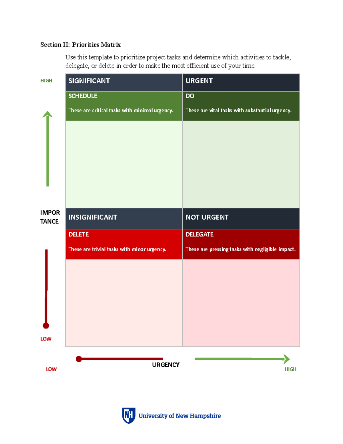 Priorities Matrix Blank Template - Section II: Priorities Matrix Use ...