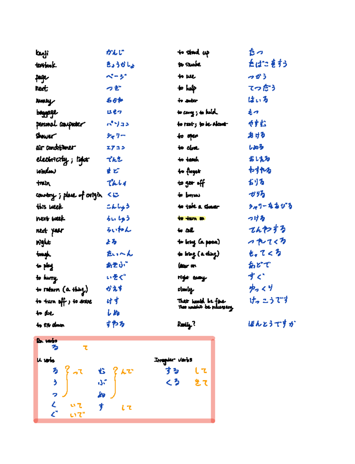 Japanese 2 Midterm Review - Kanji B'hi Tostandup Is Textbook 23512 ...