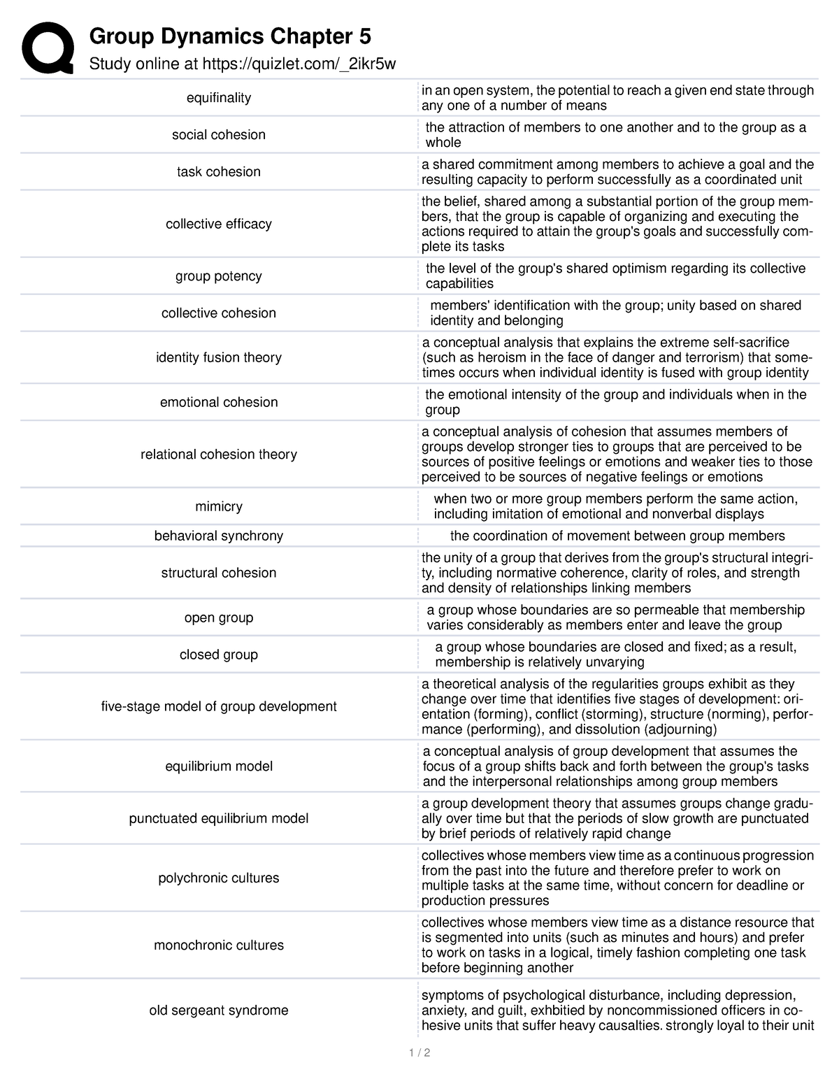 M5 - Group Dynamics - Group Dynamics Chapter 5 Study online at quizlet ...