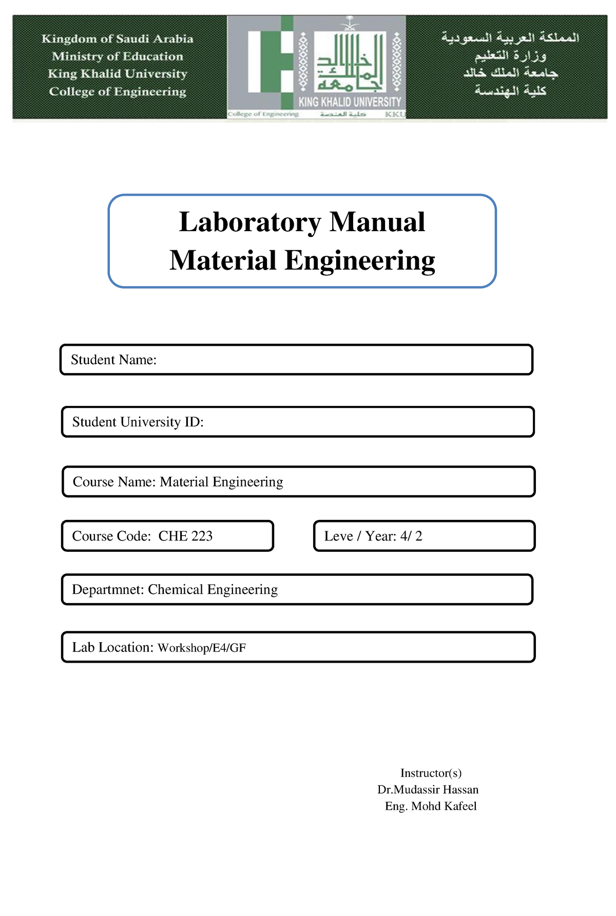 Lab Manual - Material Engineering - Laboratory Manual Material ...