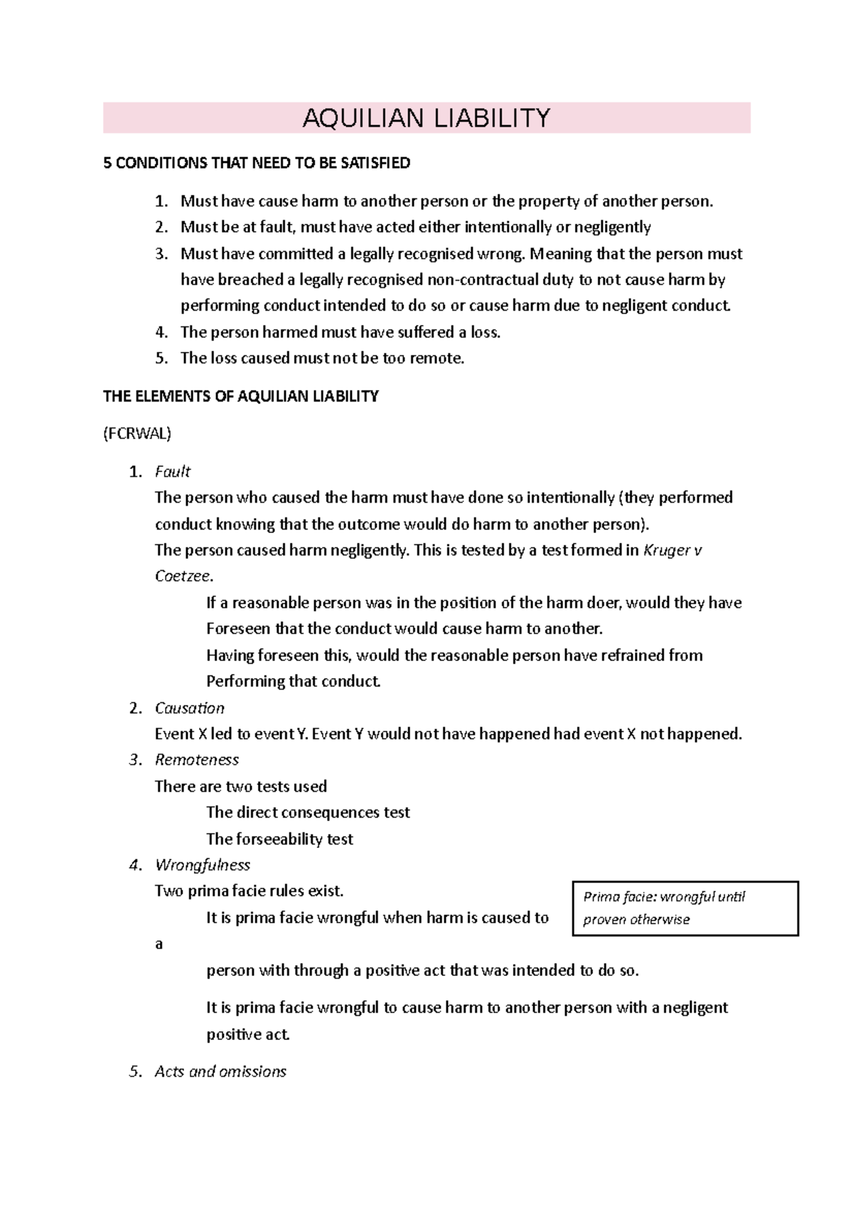 AL Intro - ksjfh - AQUILIAN LIABILITY 5 CONDITIONS THAT NEED TO BE ...