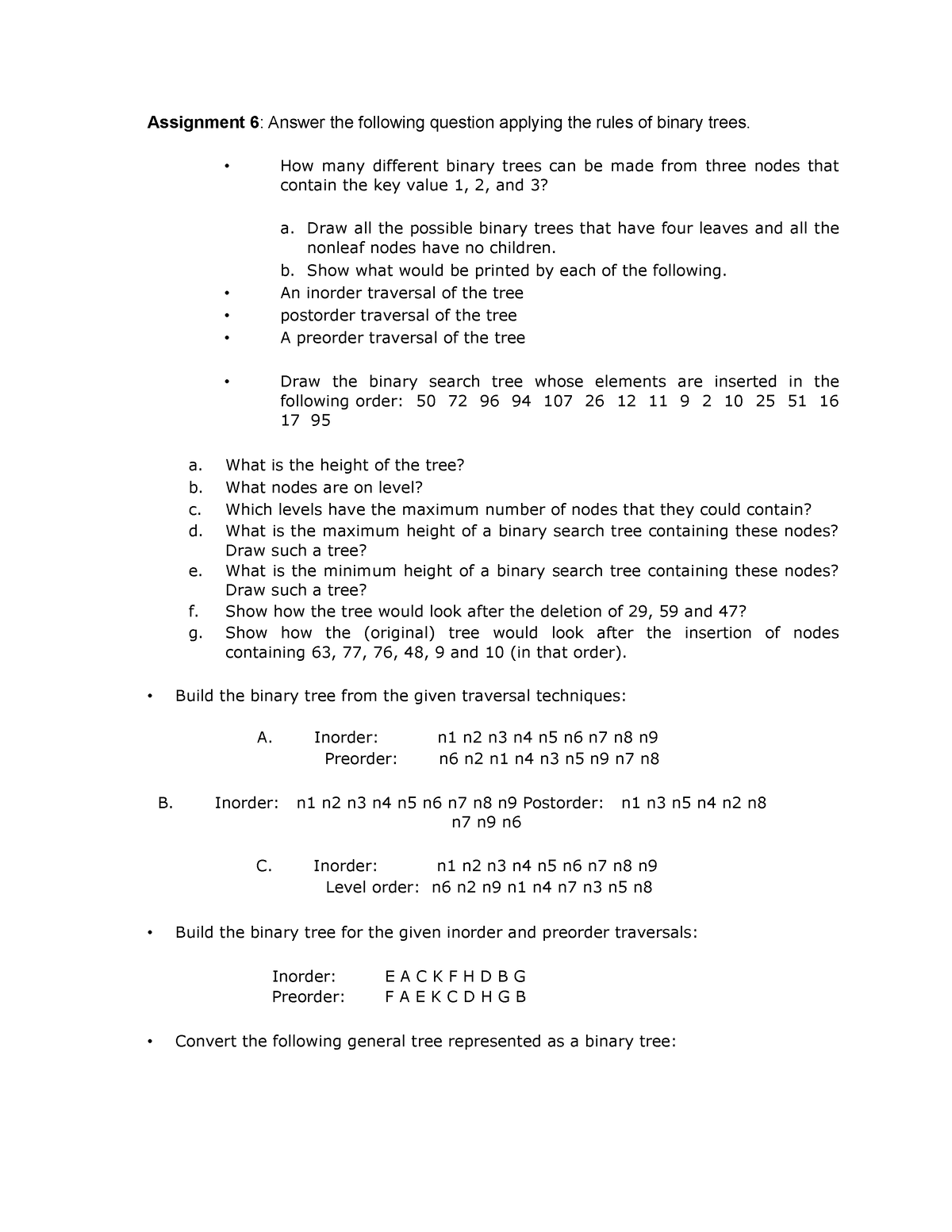 Assignment 6 - How Many Different Binary Trees Can Be Made From Three ...