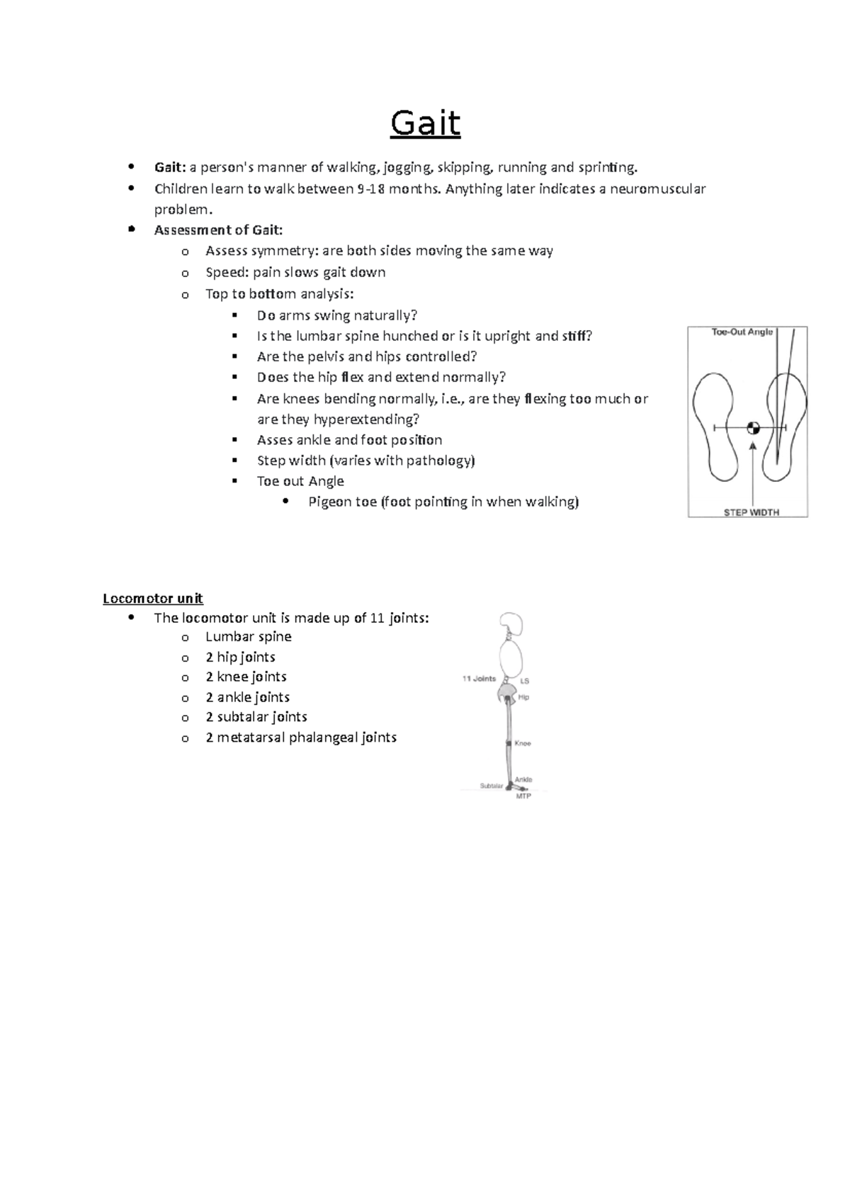 L14 Gait Lecture notes 14 Gait Gait a person's manner of walking