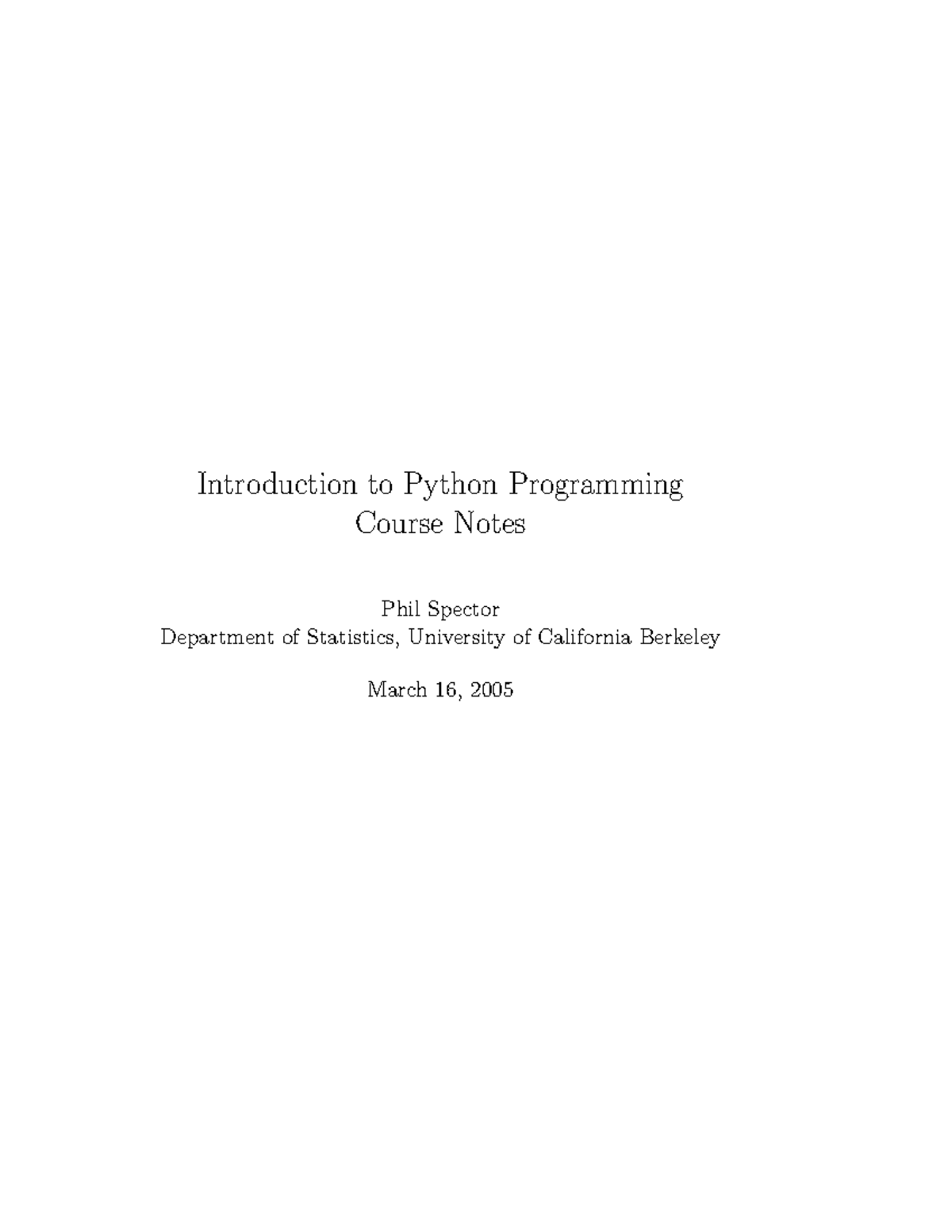 Python lecture notes introduction to python programming course