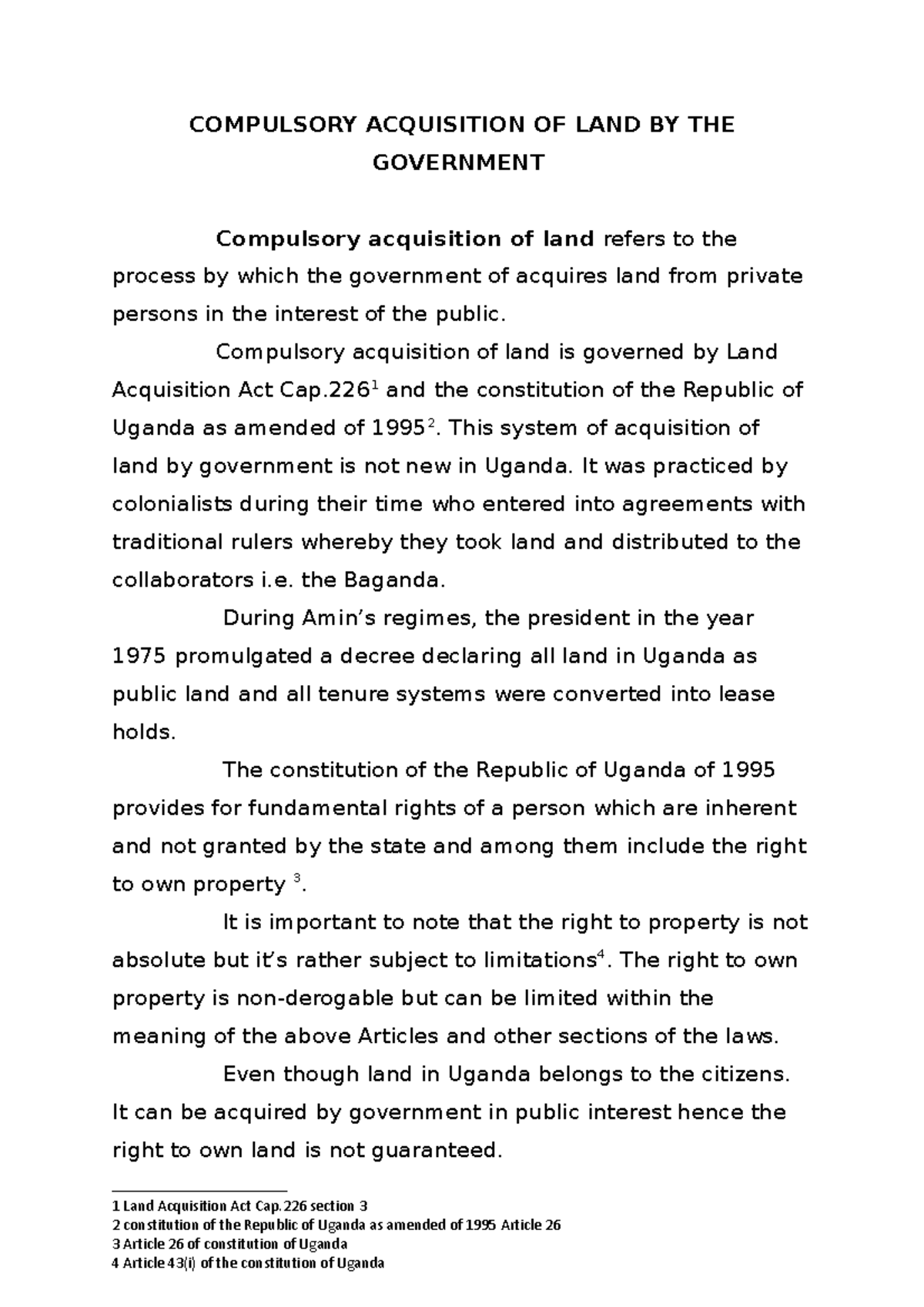 Compulsory Aquisation henry COMPULSORY ACQUISITION OF LAND BY THE