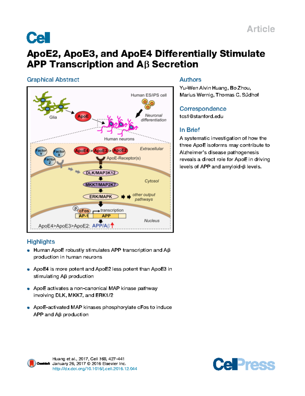 notes to study 23 - Article ApoE2, ApoE3, and ApoE4 Differentially ...