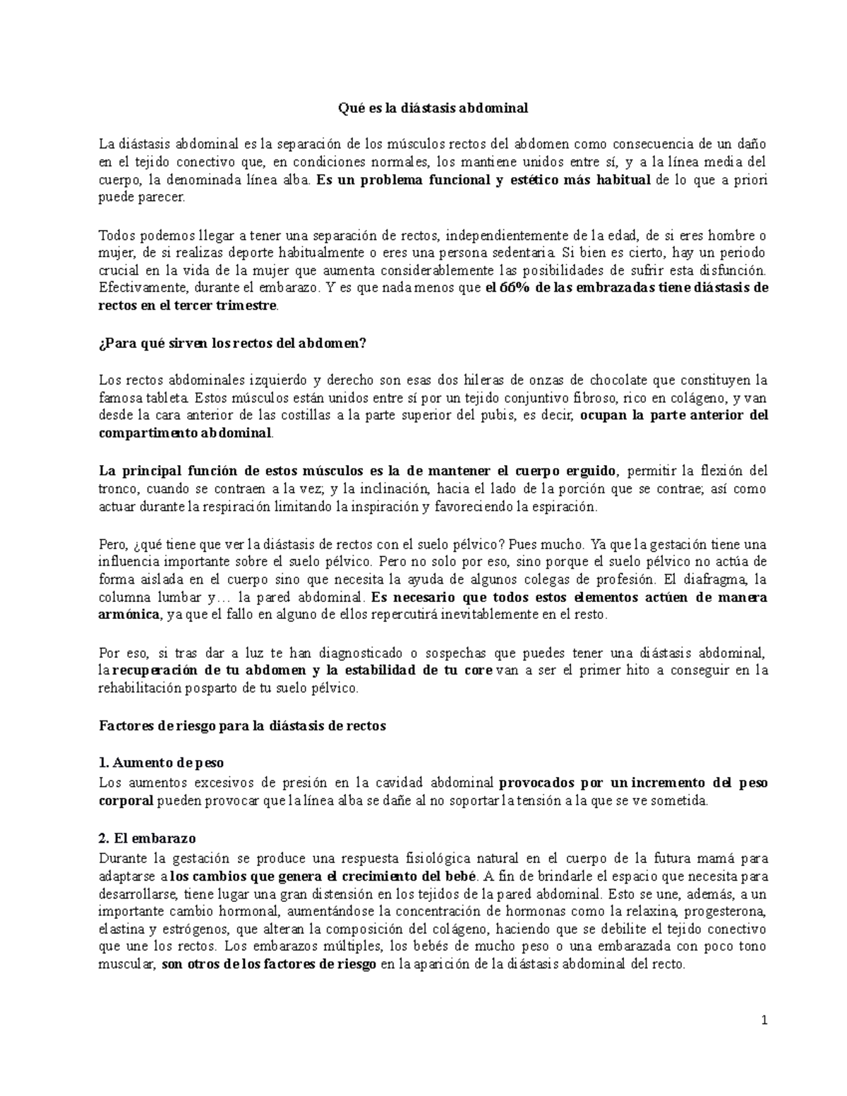 Diástasis abdominal resúmenes interesantes Qué es la diástasis