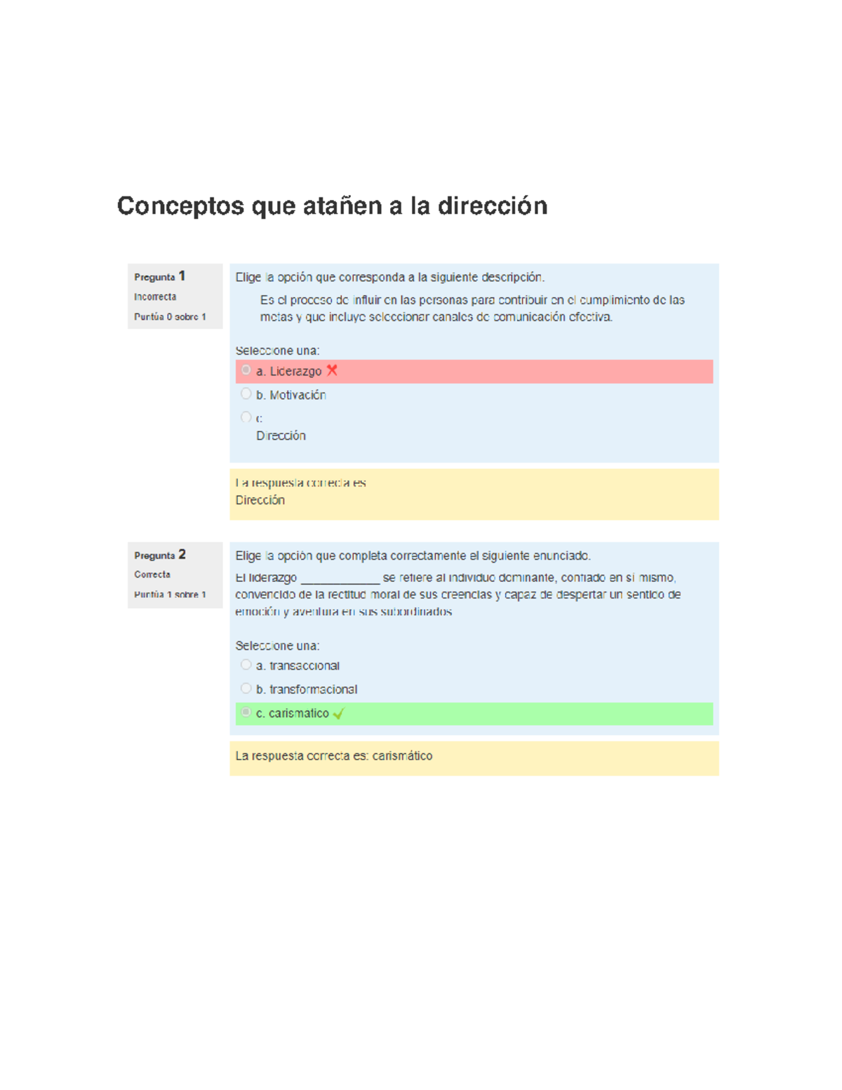 Examen Conceptos Que Ata En A La Direcci N El Proceso Administrativo V