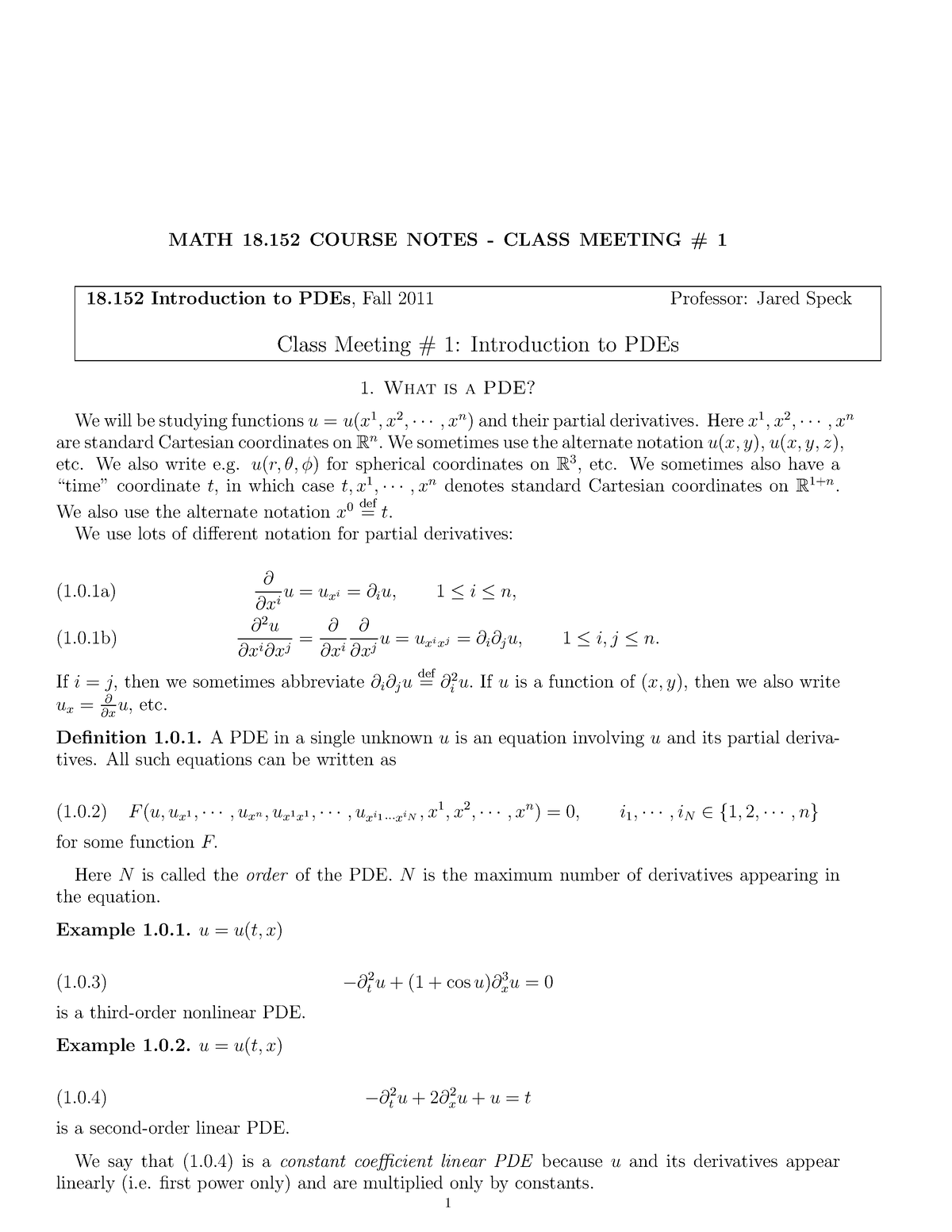 Partialeqlec 1 - A Brief And Basic Lecture On Pdes - 18 Introduction To ...