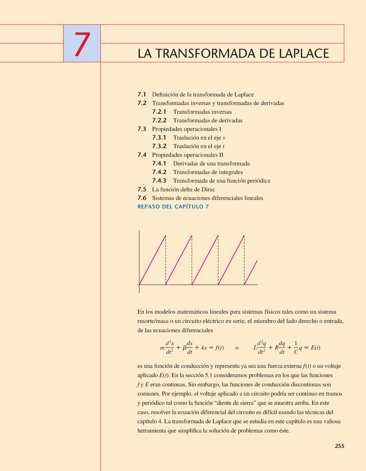 Laplace - 7 LA TRANSFORMADA DE LAPLACE 7 Definición De La Transformada ...