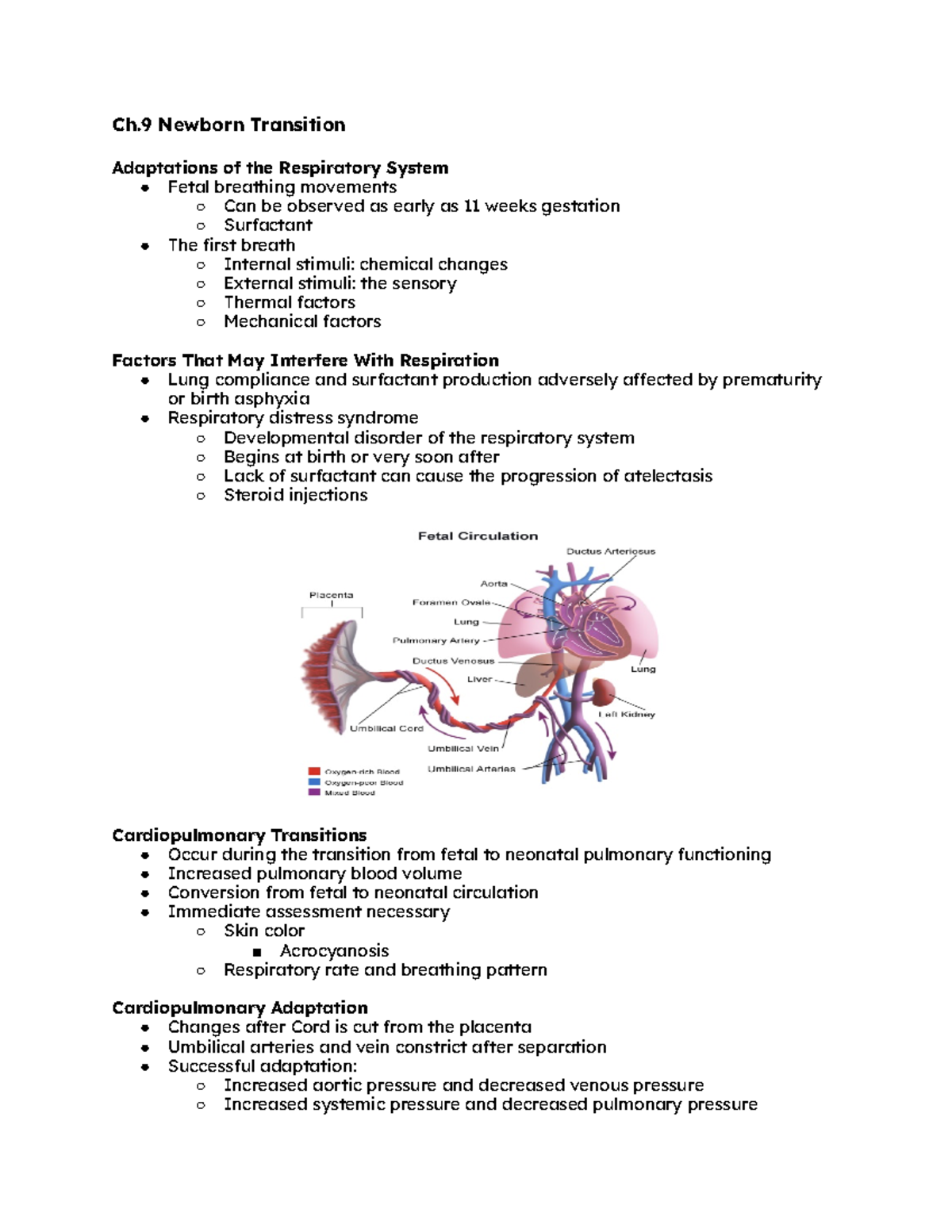 Ch.9 Newborn Transition - Ch Newborn Transition Adaptations of the ...