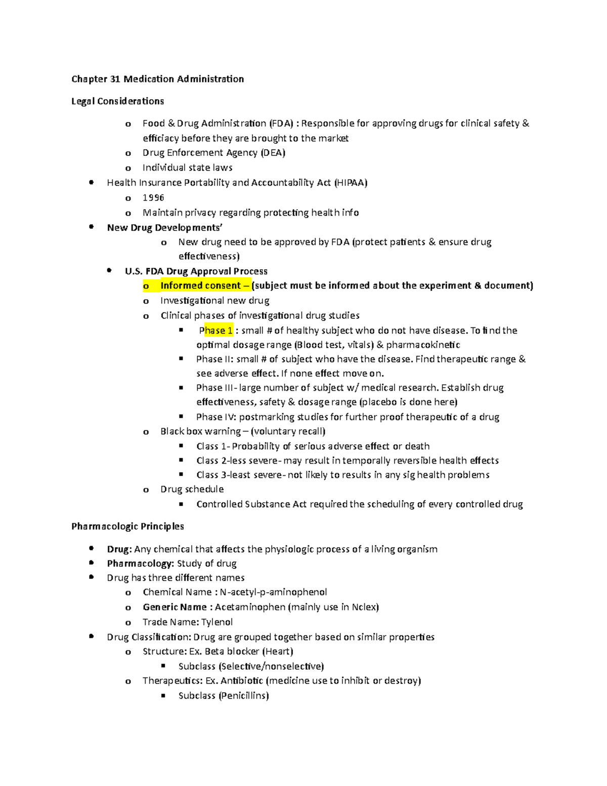 Chapter 31 - Fundamanetal - Chapter 31 Medication Administration Legal ...