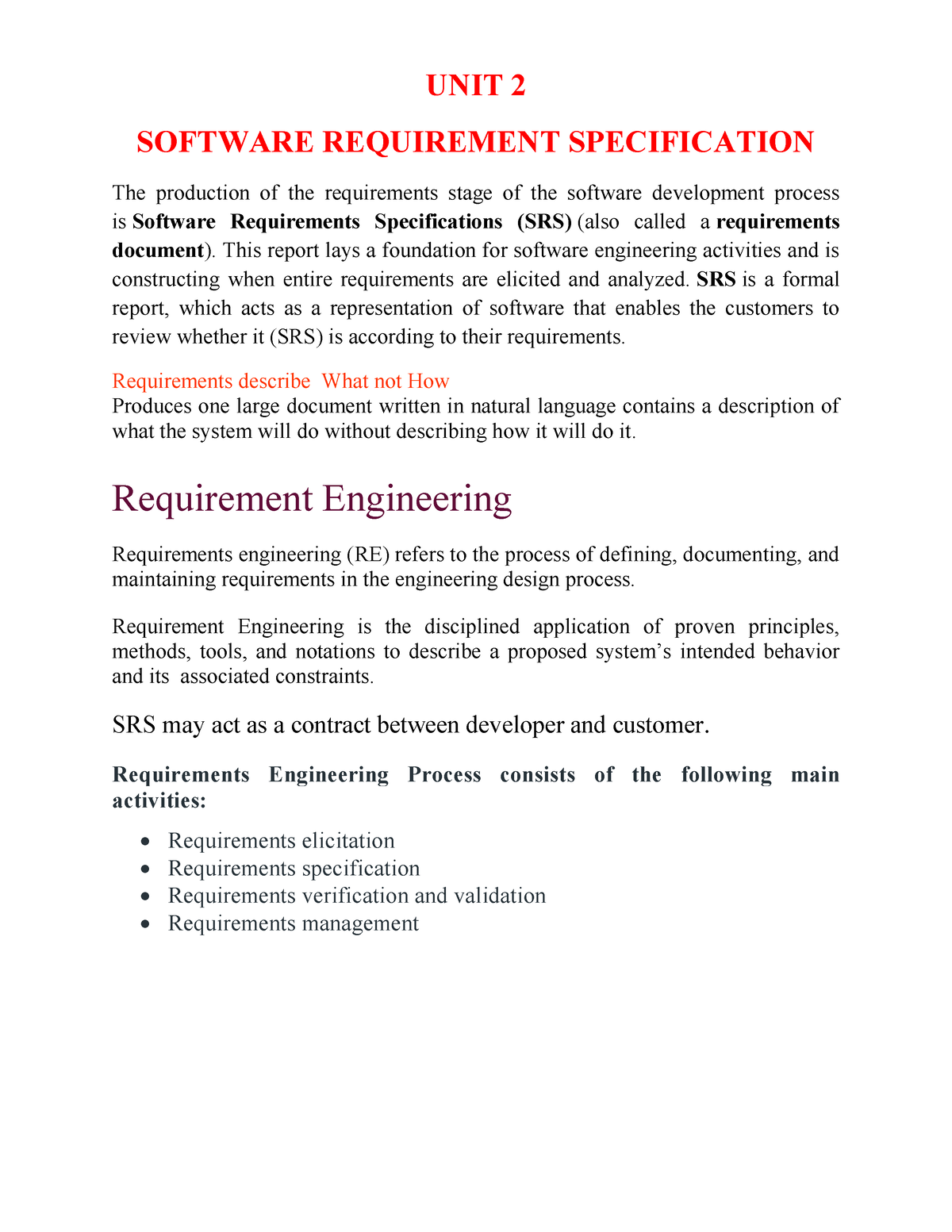 Software enginnering notes 2 - UNIT 2 SOFTWARE REQUIREMENT ...