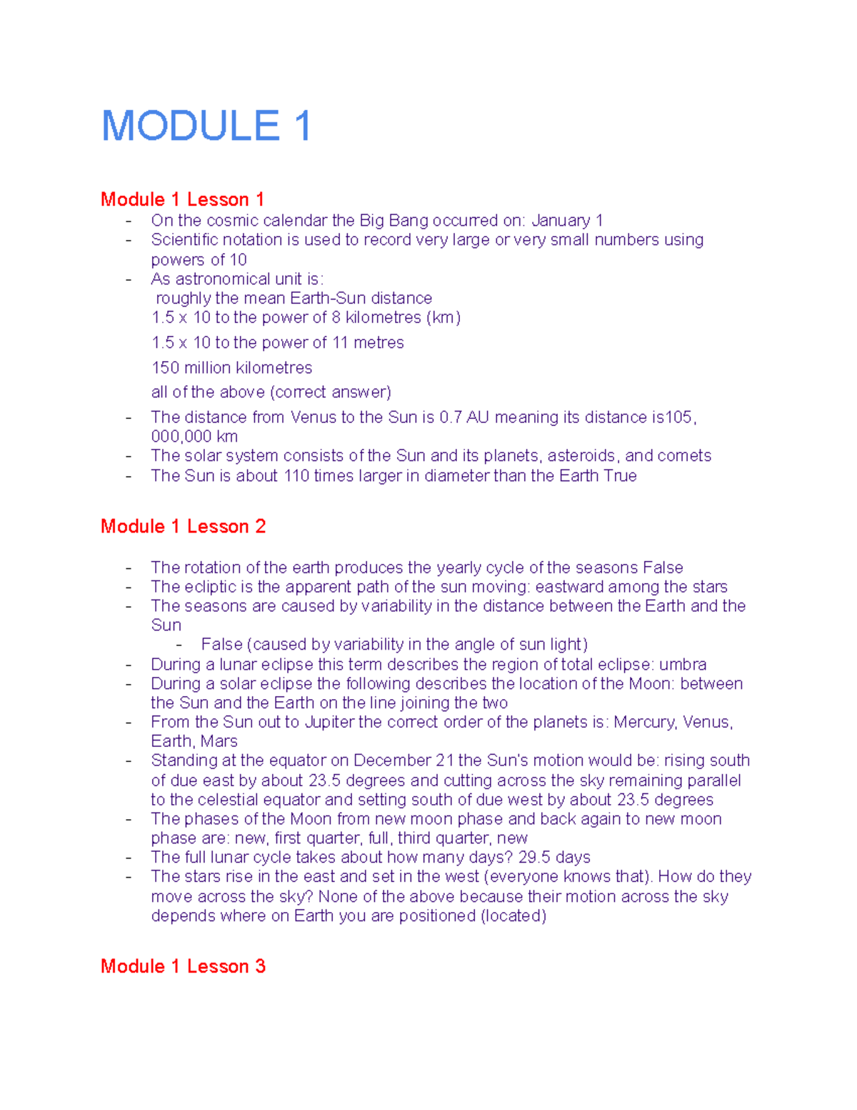 AS-101 Module Self-Tests (Compiled) - MODULE 1 Module 1 Lesson 1 On the ...