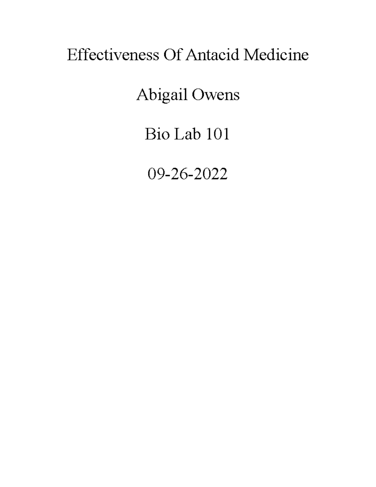 Final lab report antacids and bases abigail owens Effectiveness Of