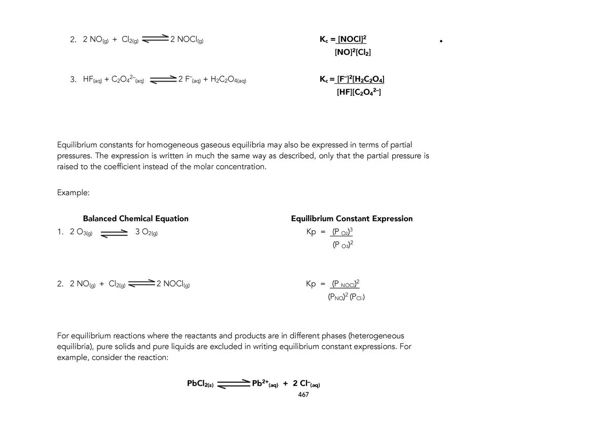 General Chemistry 2 (44) - 2 NO(g) + Cl2(g) 2 NOCl(g ...