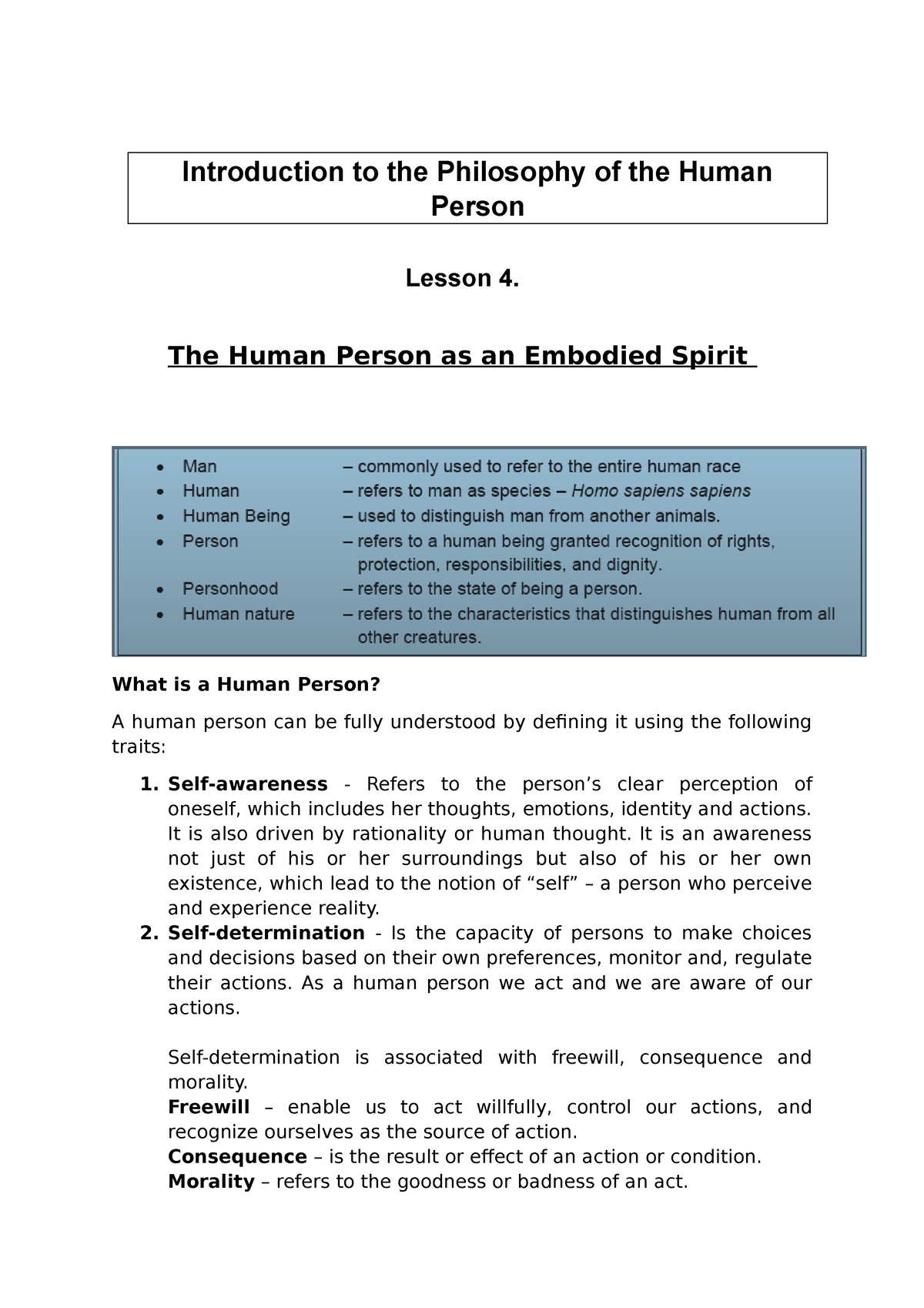 essay about the human person as an embodied spirit