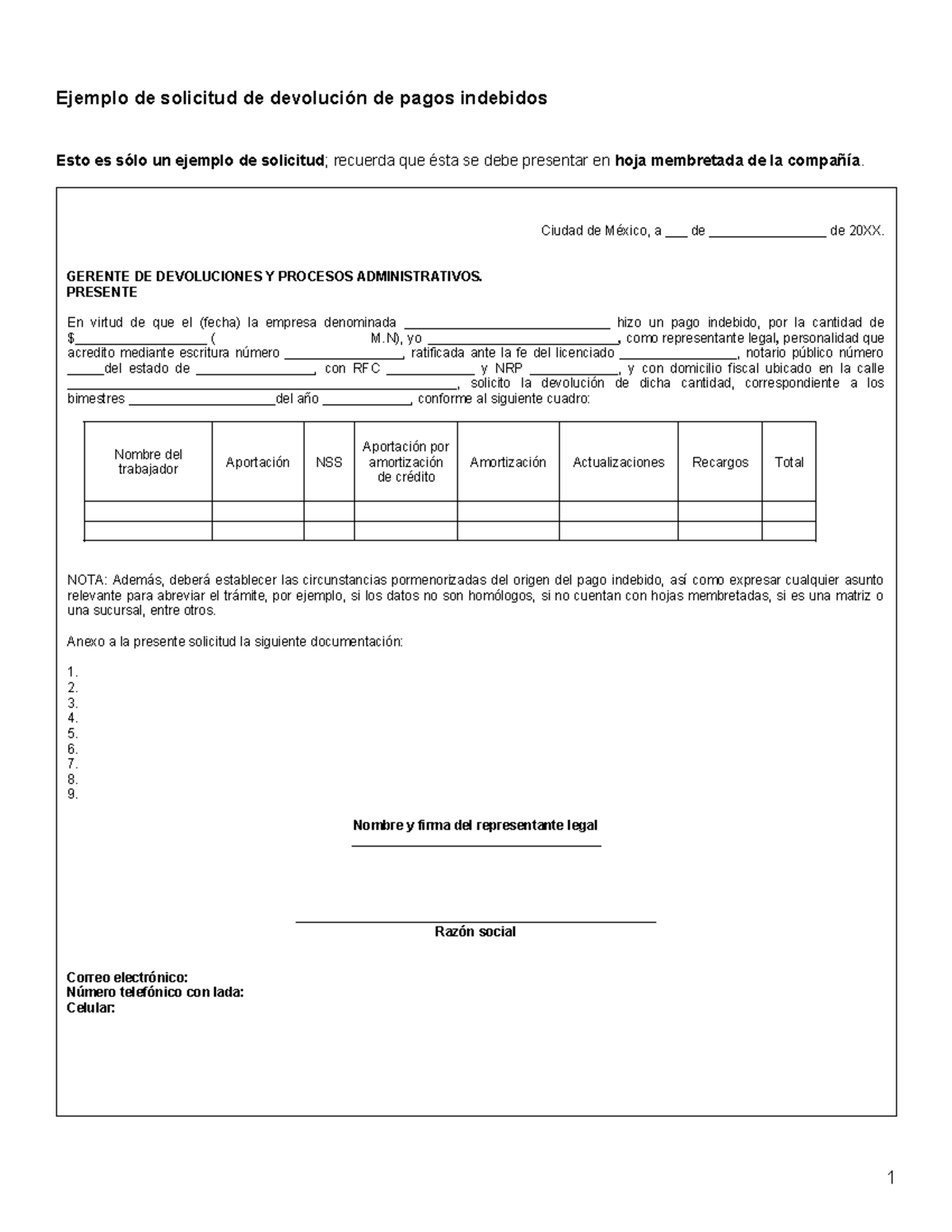 Solicitud devolucion pagos indebidos - Ejemplo de solicitud de ...