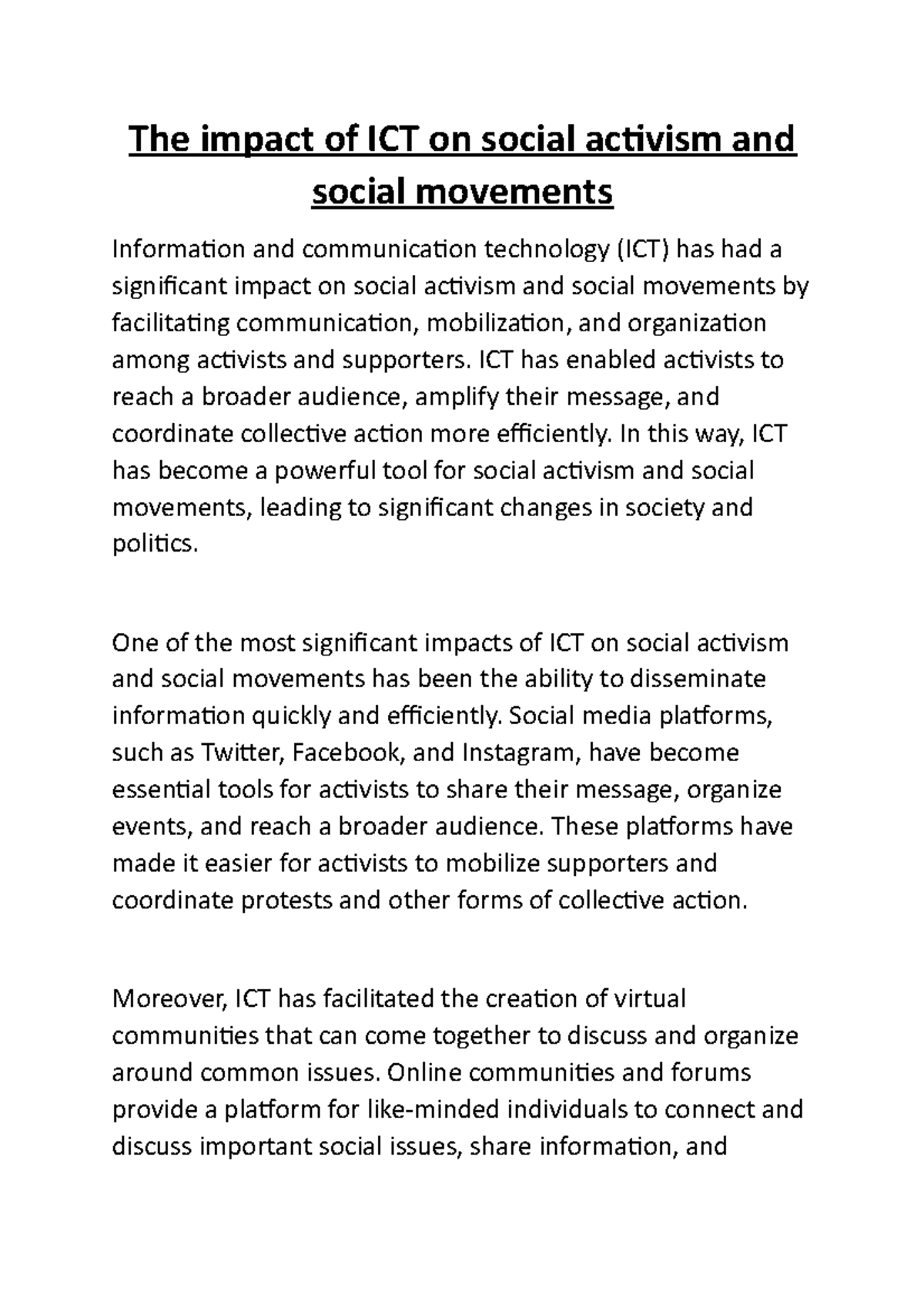 the-impact-of-ict-on-social-activism-and-social-movements-the-impact