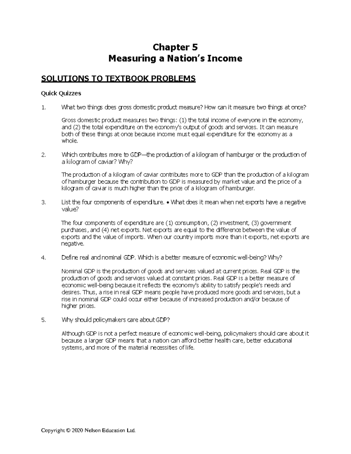 Chapter 5 Measuring a Nation - Chapter 5 Measuring a Nation’s Income ...