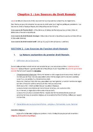 Chapitre 1 Etude des sources du droit dans l’Antiquité Romaine - On ne ...