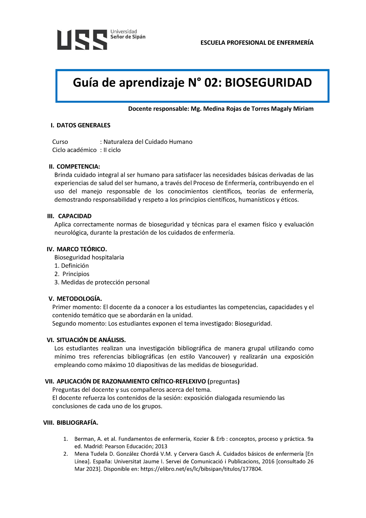 Guia De Aprendiza 2 Bioseguridad - ESCUELA PROFESIONAL DE ENFERMERÕA ...