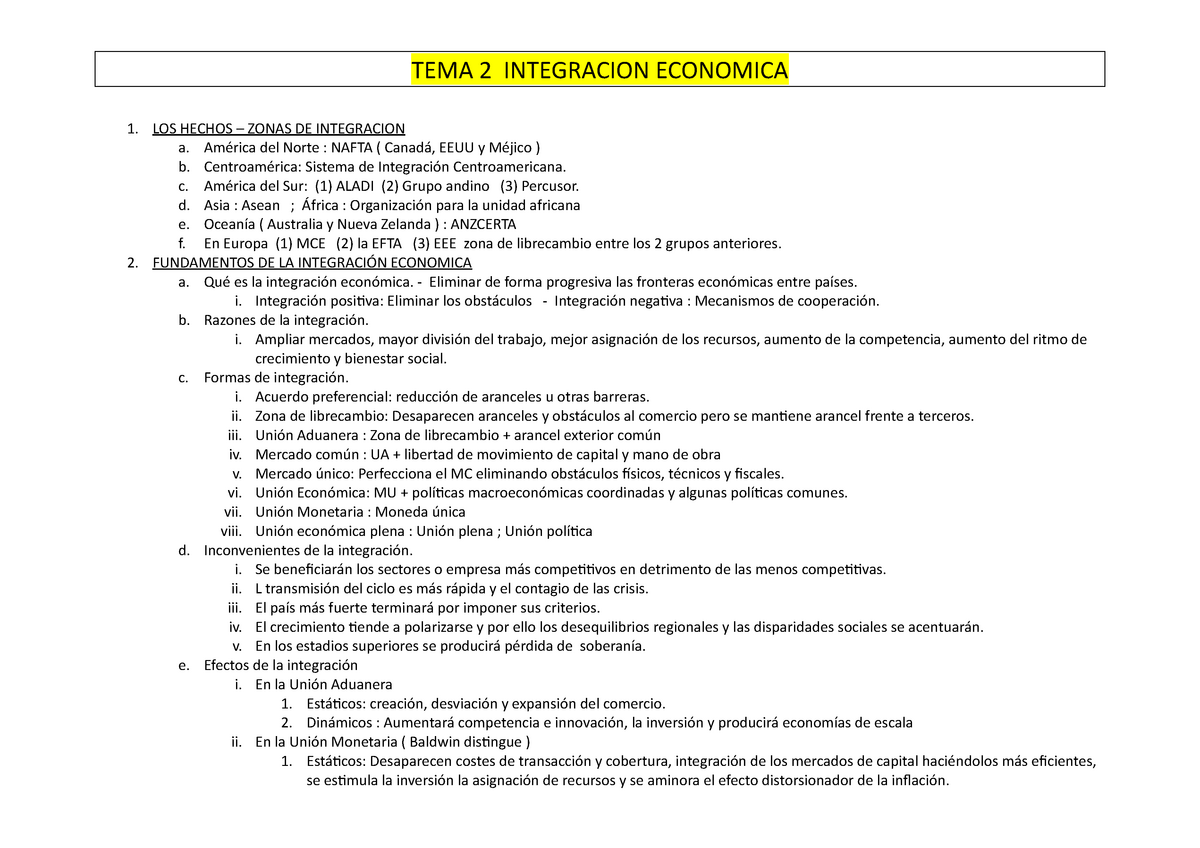 EM Esquema T3 Integración Económica - TEMA 2 INTEGRACION ECONOMICA 1 ...