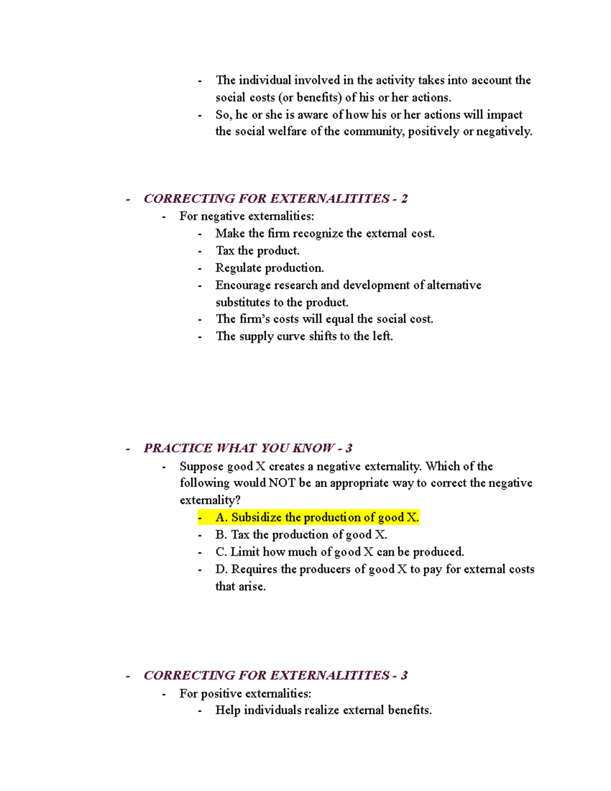 Chapter 7 - Market Inefficiencies Externalities AND Public Goods ...