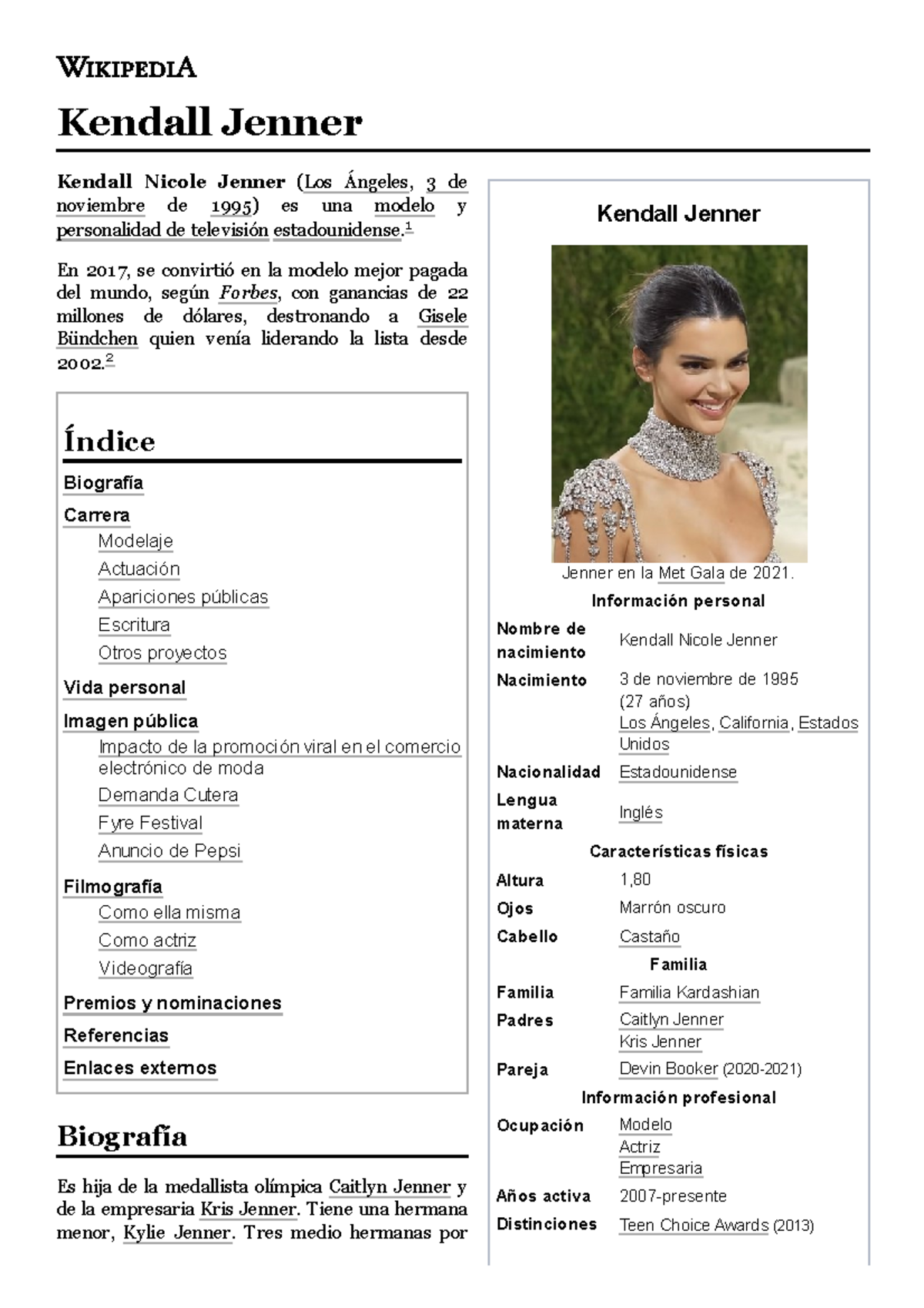 Kendall Jenner - Wikipedia, la enciclopedia libre - Kendall Jenner ...