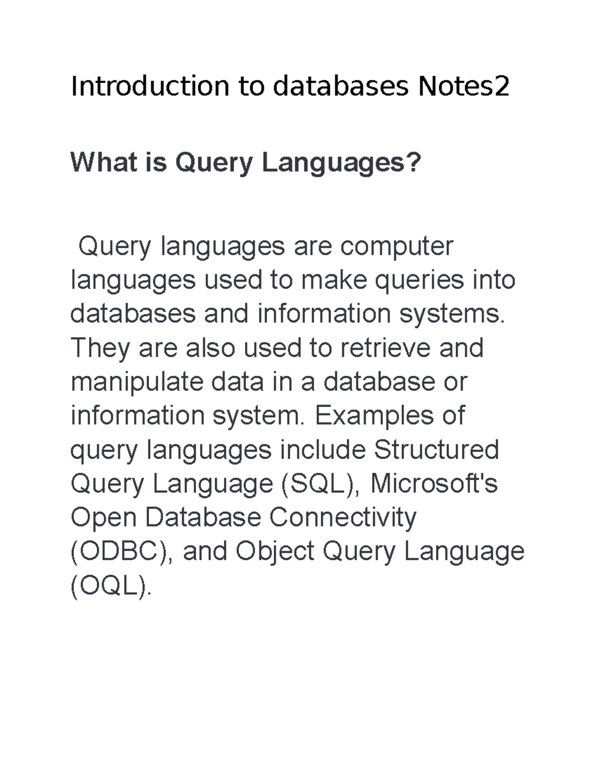 Introduction To Databases Notes 2 - Introduction To Databases Notes ...