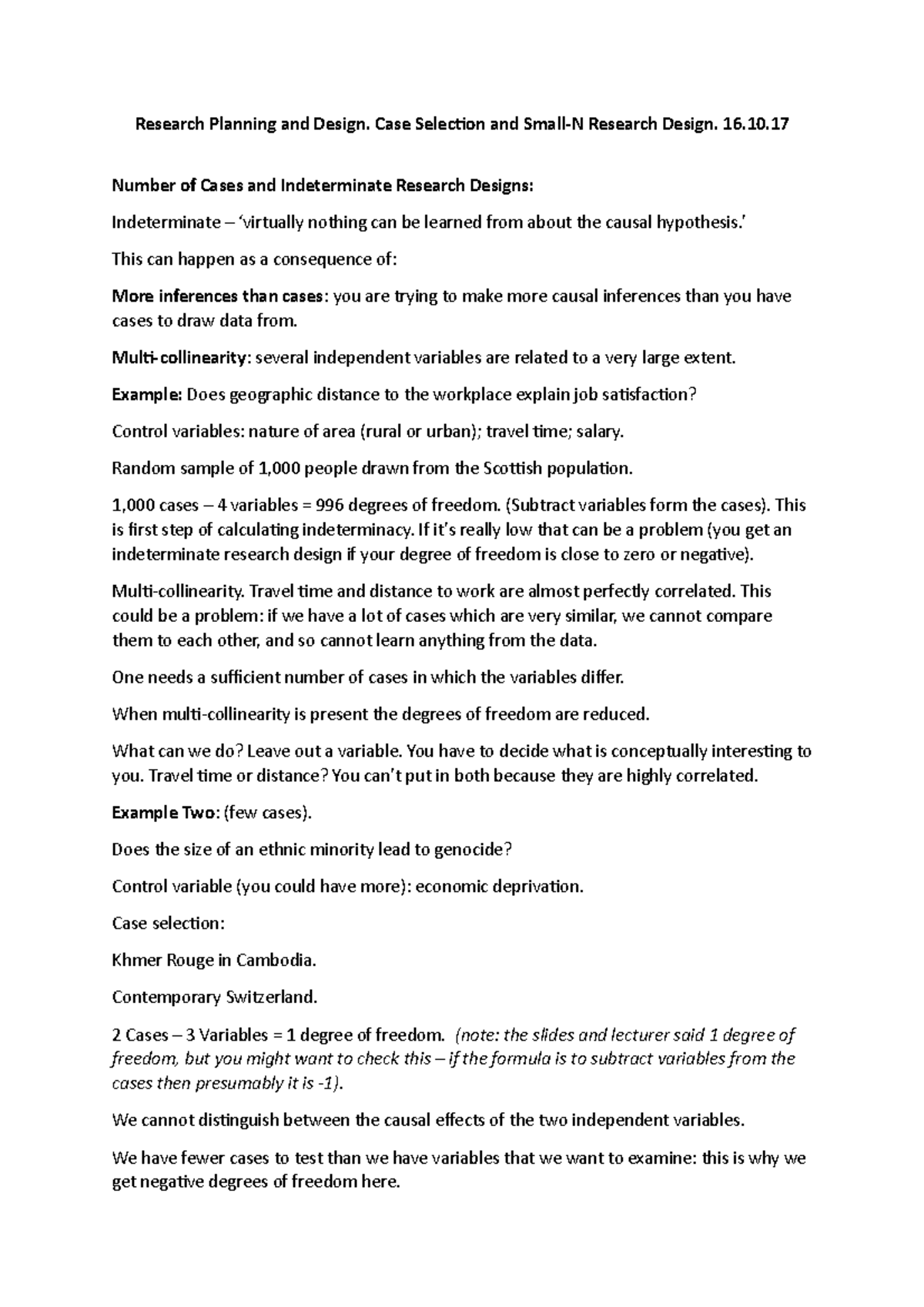 Notes Research Planning and Design 16.10.17 - Research Planning and ...