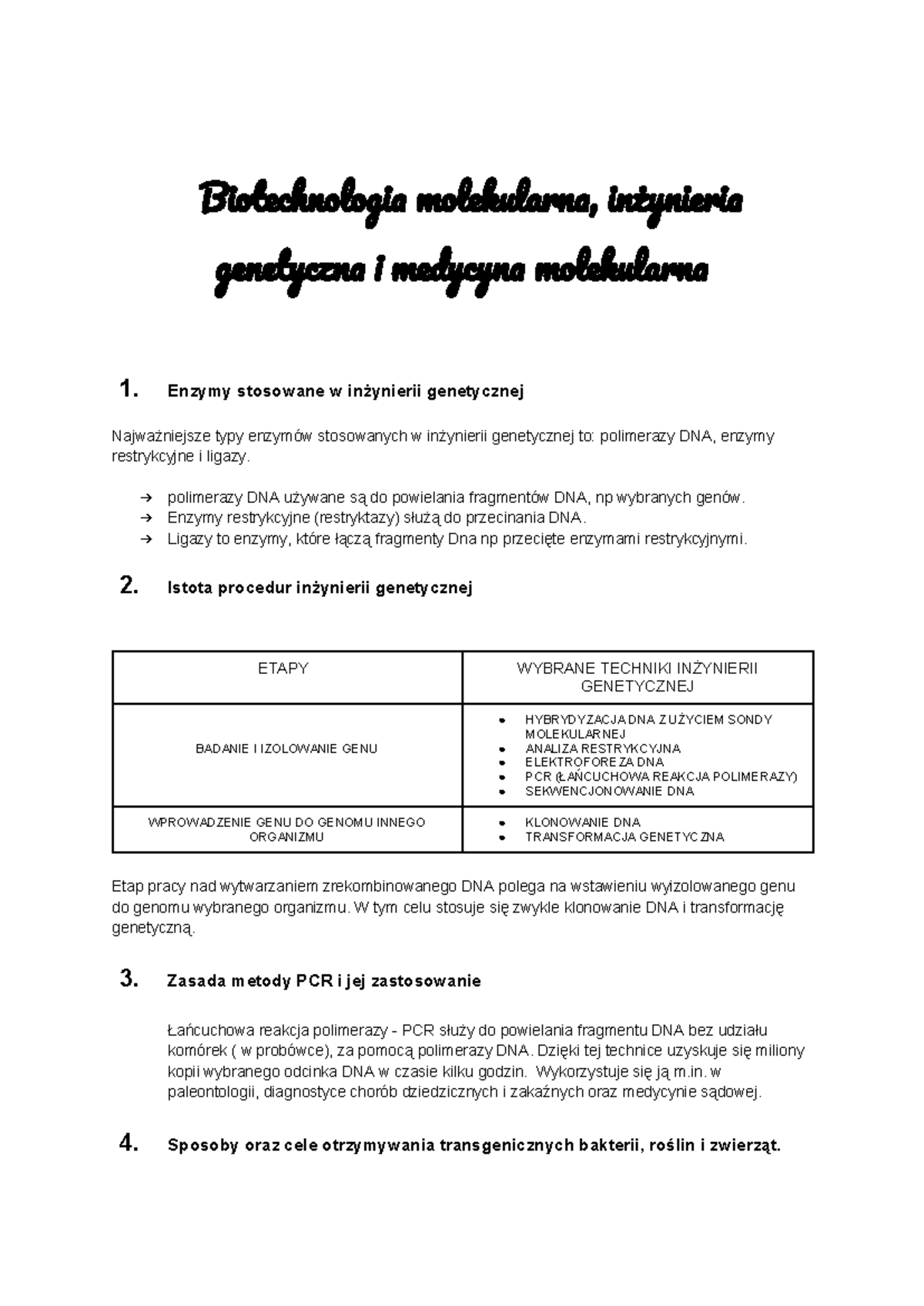 Dokument bez tytułu (11) - Biotechnologia molekularna, inżynieria