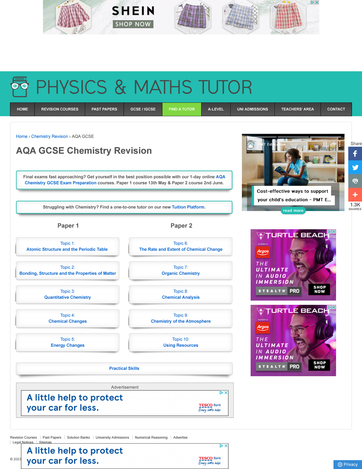 AQA GCSE (9-1) Chemistry Revision - PMT - Revision Courses Past Papers ...