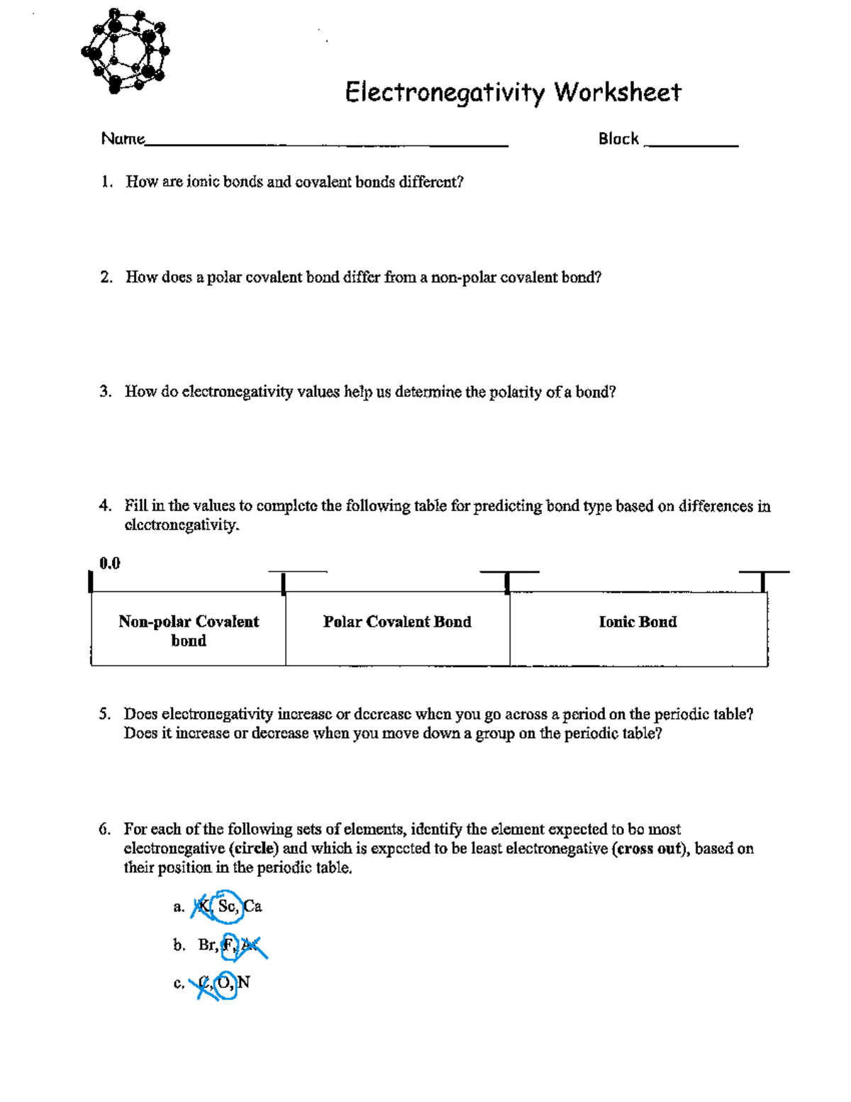 Annotated-Electonegativity-1 - Name. 1. How are ionic bonds and ...