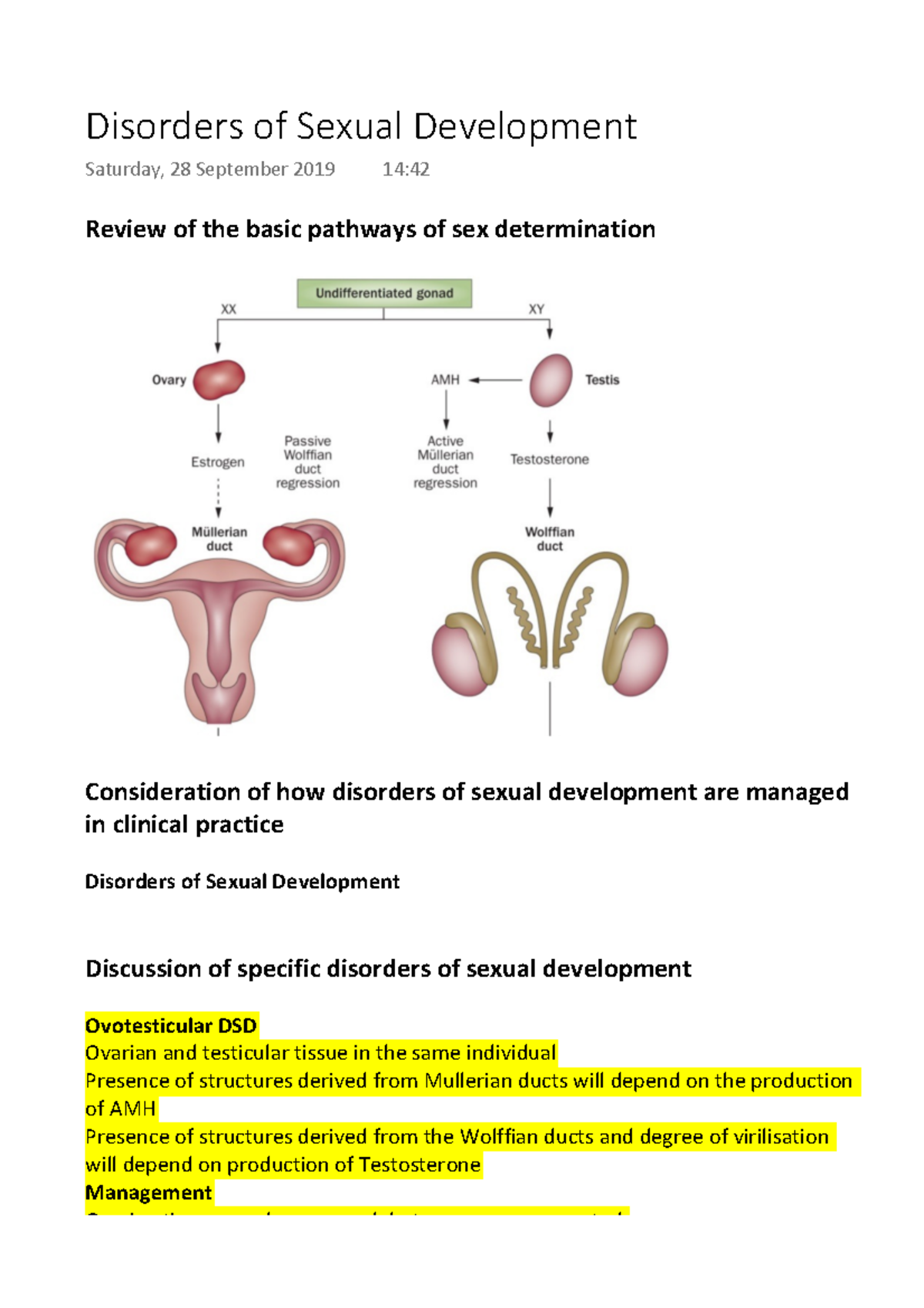 Disorders of Sexual Development - Studocu