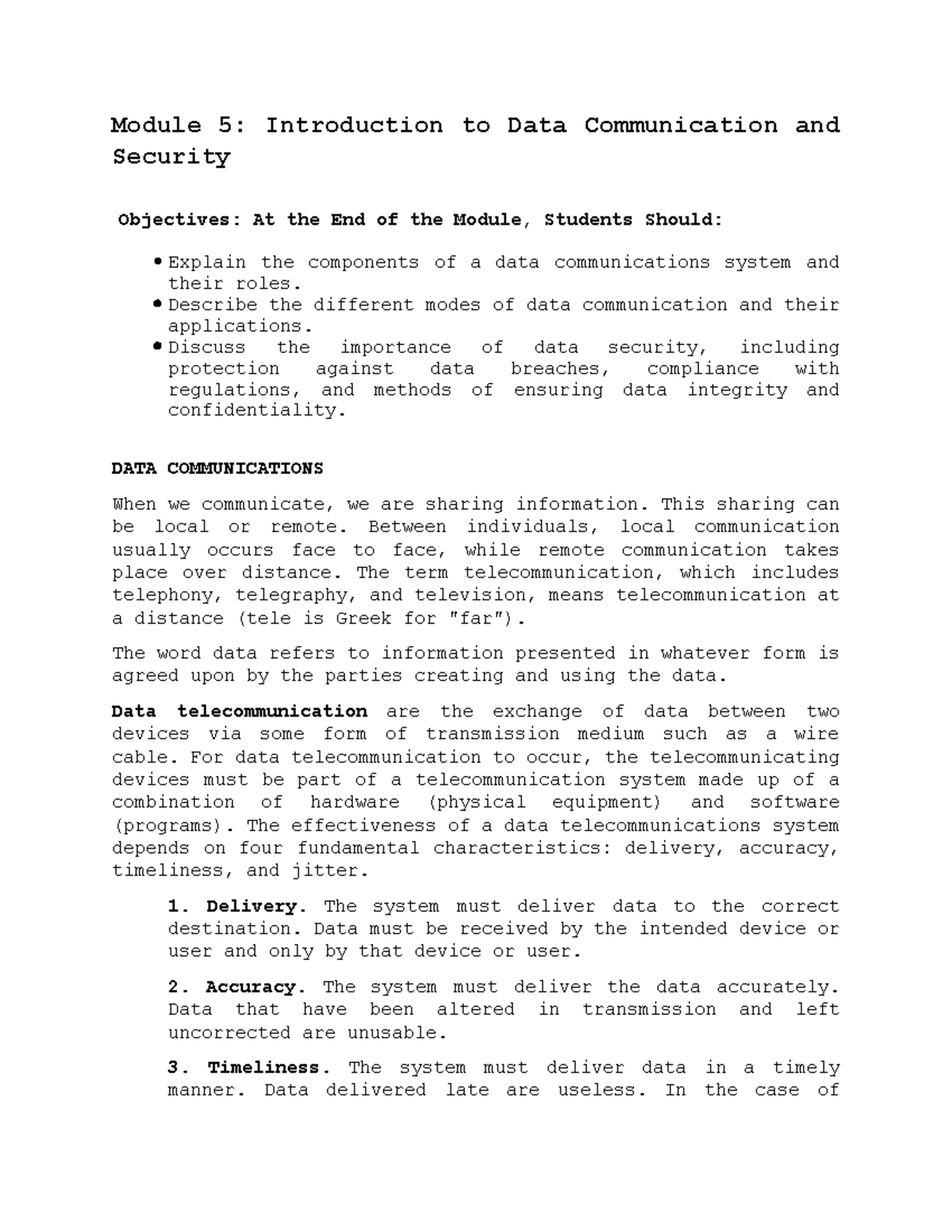 Module 5 - Networking - Module 5: Introduction to Data Communication ...
