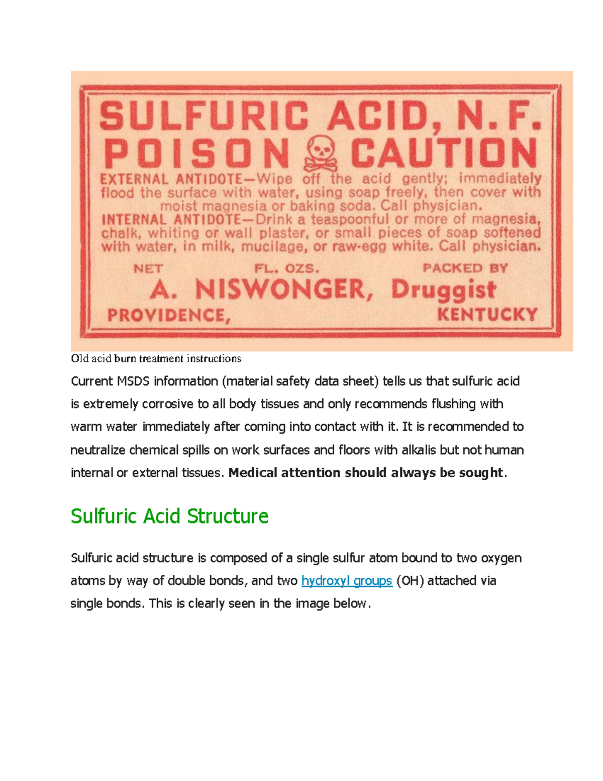 Old acid burn treatment instructions Old acid burn treatment