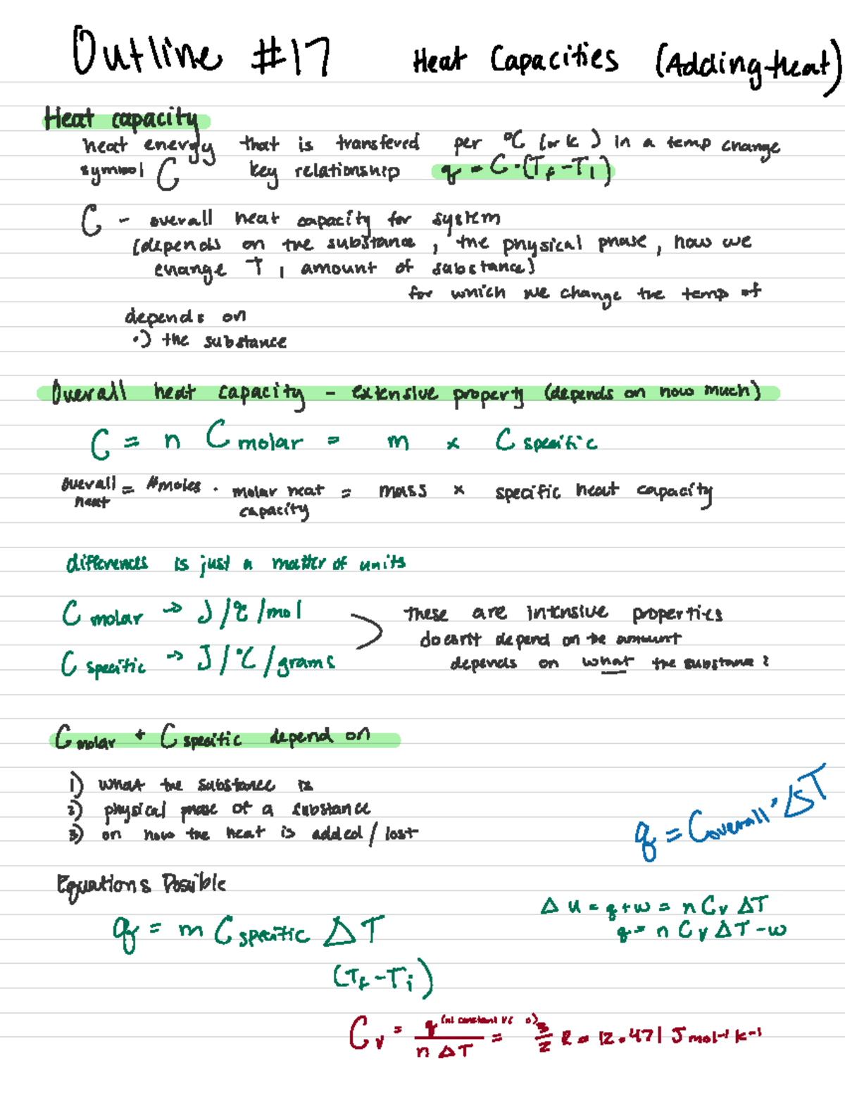 Heat capacity - Outline #17 Heat Capacities (Adding that) Heat ...