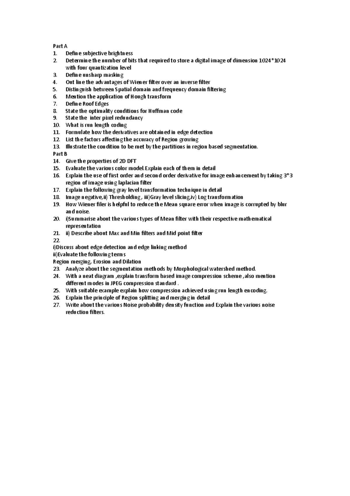 DIP model question bank Part A Define subjective brightness Determine