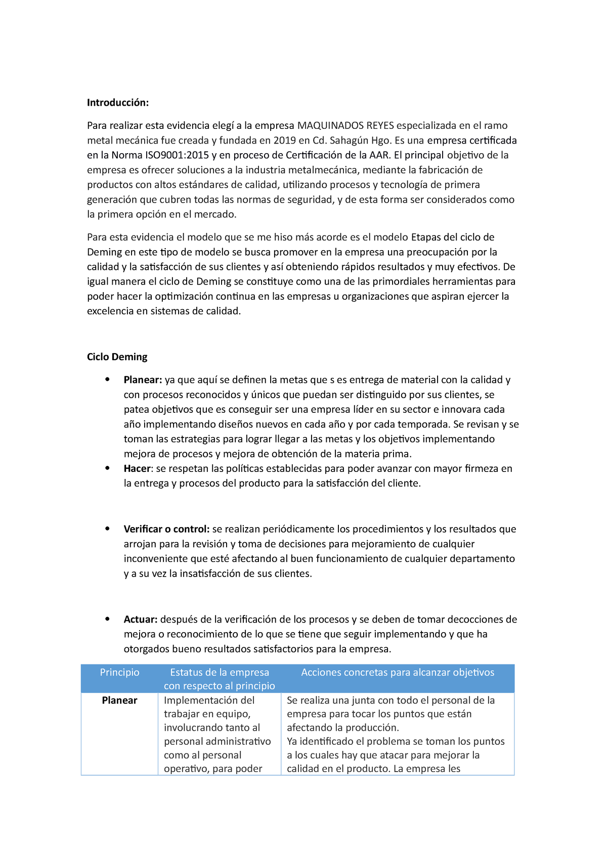 Ea Foro Modelos De Calidad Introducci N Para Realizar Esta Evidencia Eleg A La Empresa